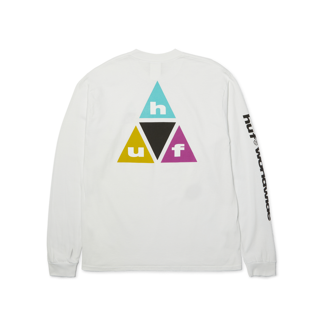 Prism Triple Triangle Long Sleeve T-Shirt | White front view