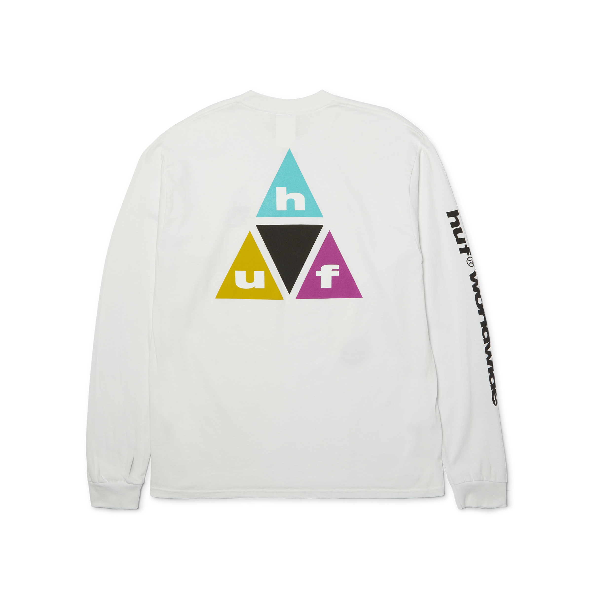 Prism Triple Triangle Long Sleeve T-Shirt | White front view