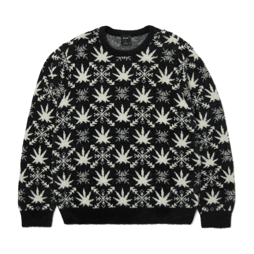 Arctic Plantlife Crewneck Sweater | Black front view