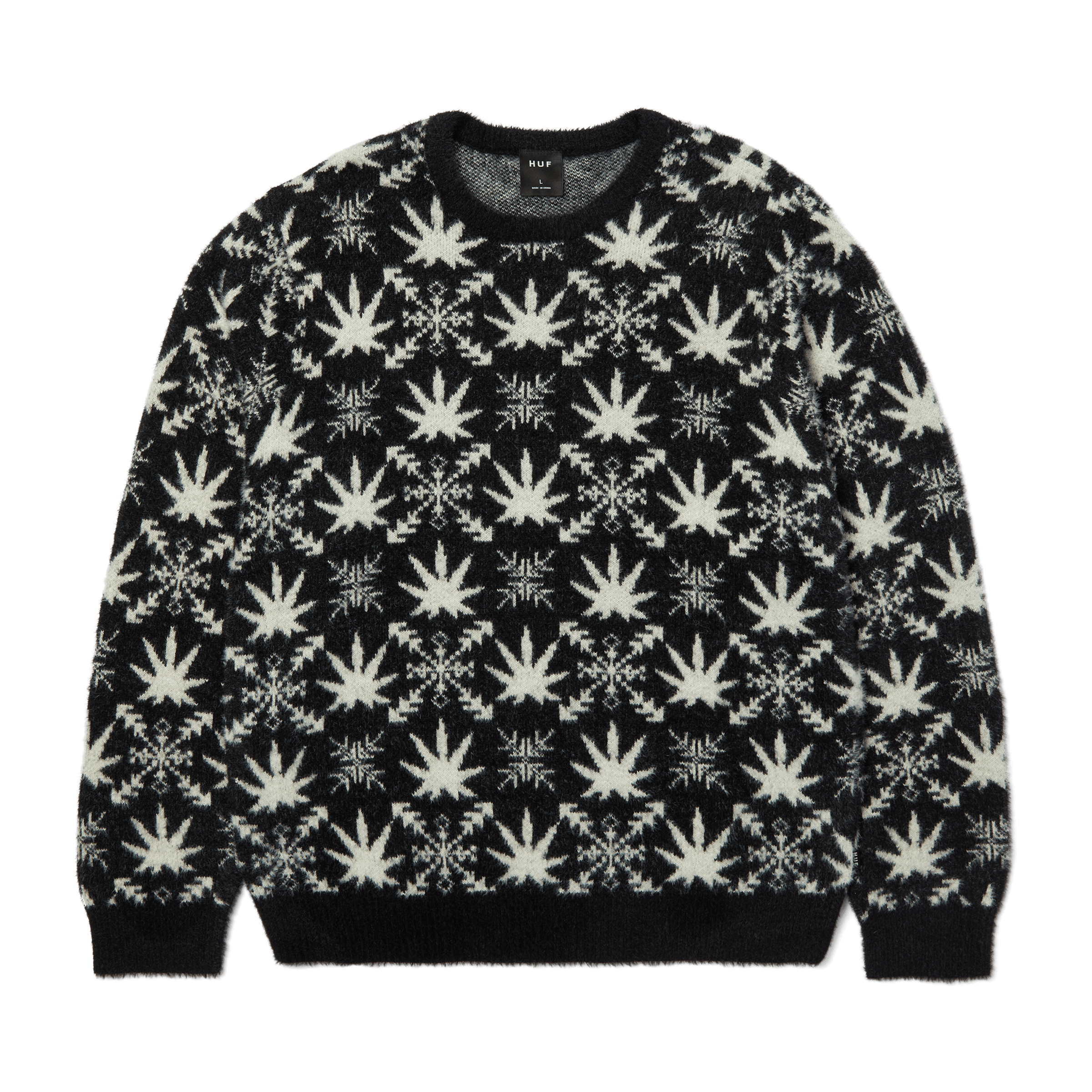 Arctic Plantlife Crewneck Sweater | Black front view