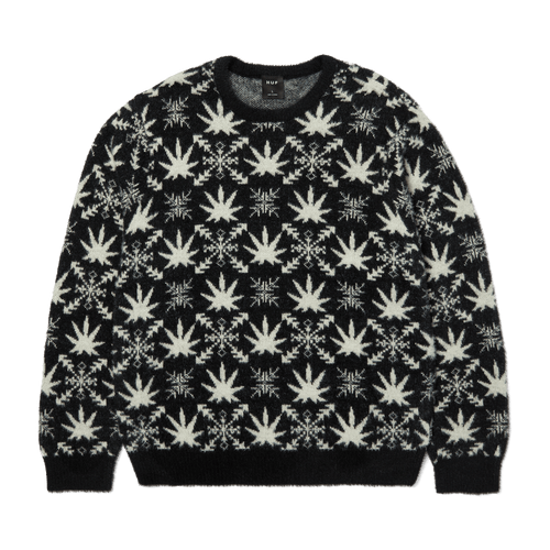 Arctic Plantlife Crewneck Sweater | Black front view