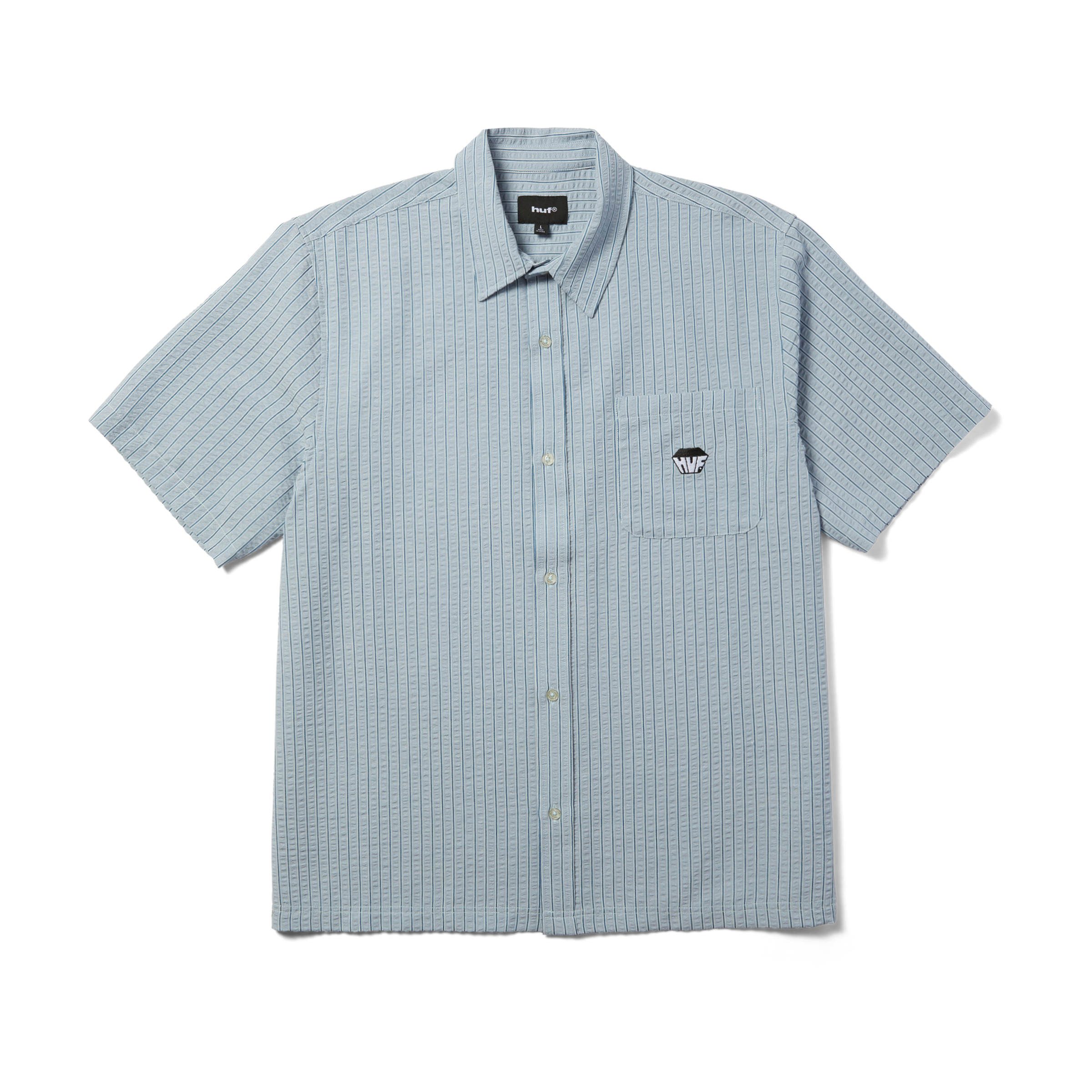 Big Block Striped Shirt | Light Blue front view