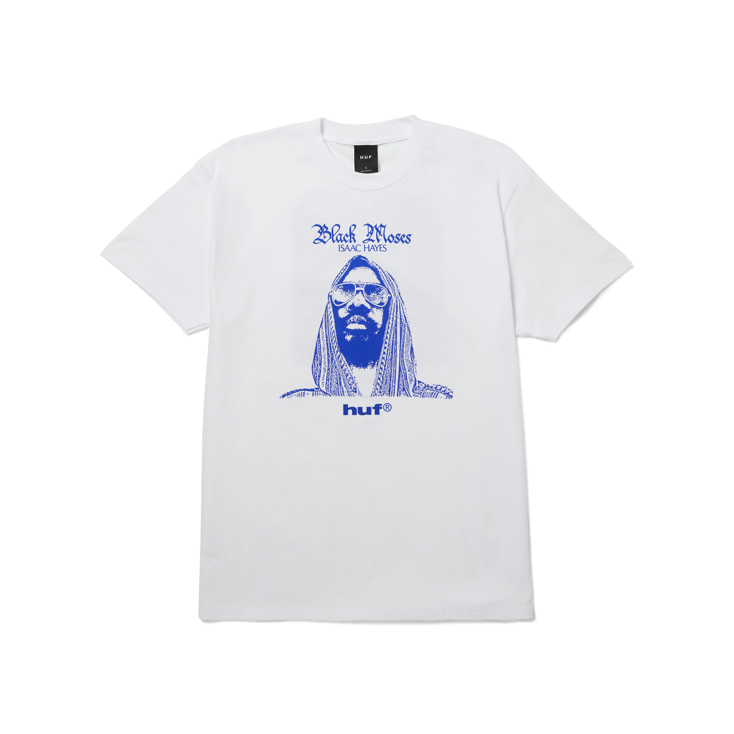 HUF x Isaac Hayes Black Moses Heavyweight T-Shirt | White front view