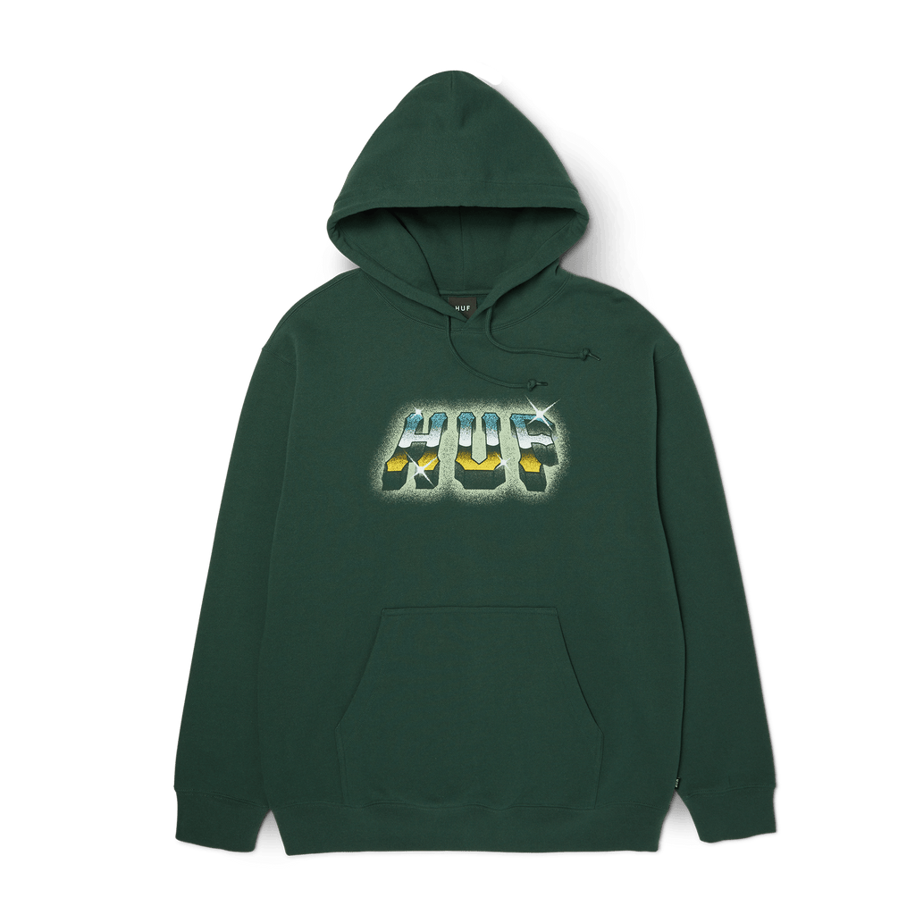 Chrome Grit Pullover Hoodie | Forest Green front view