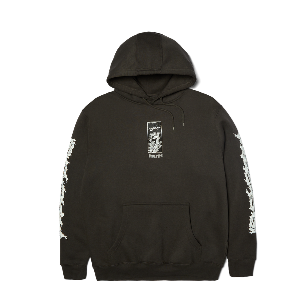 huf x Marvel Ghost Rider Pullover Hoodie | Washed Black front view