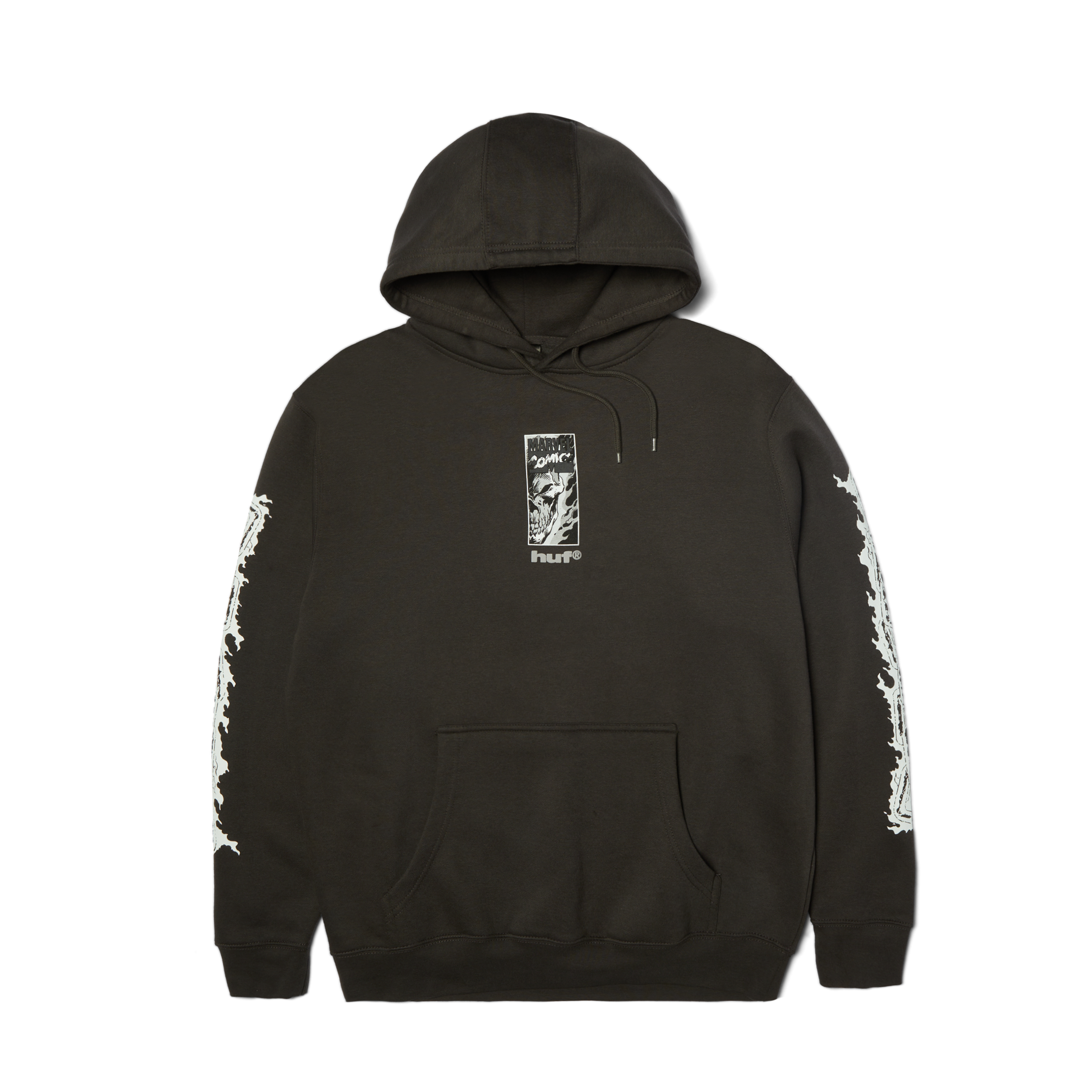 huf x Marvel Ghost Rider Pullover Hoodie | Washed Black front view