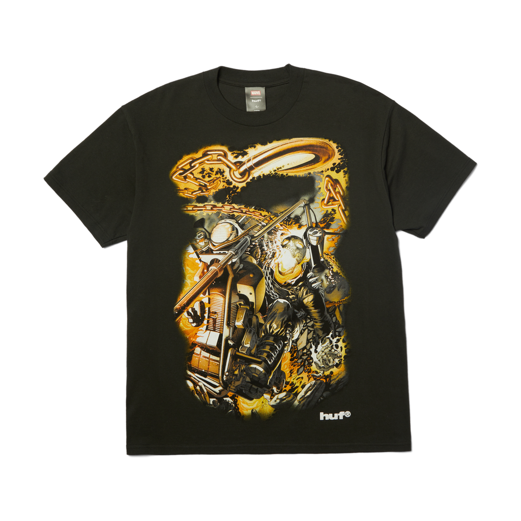 huf x Marvel Ghost Rider Vengeance T-Shirt | Washed Black front view