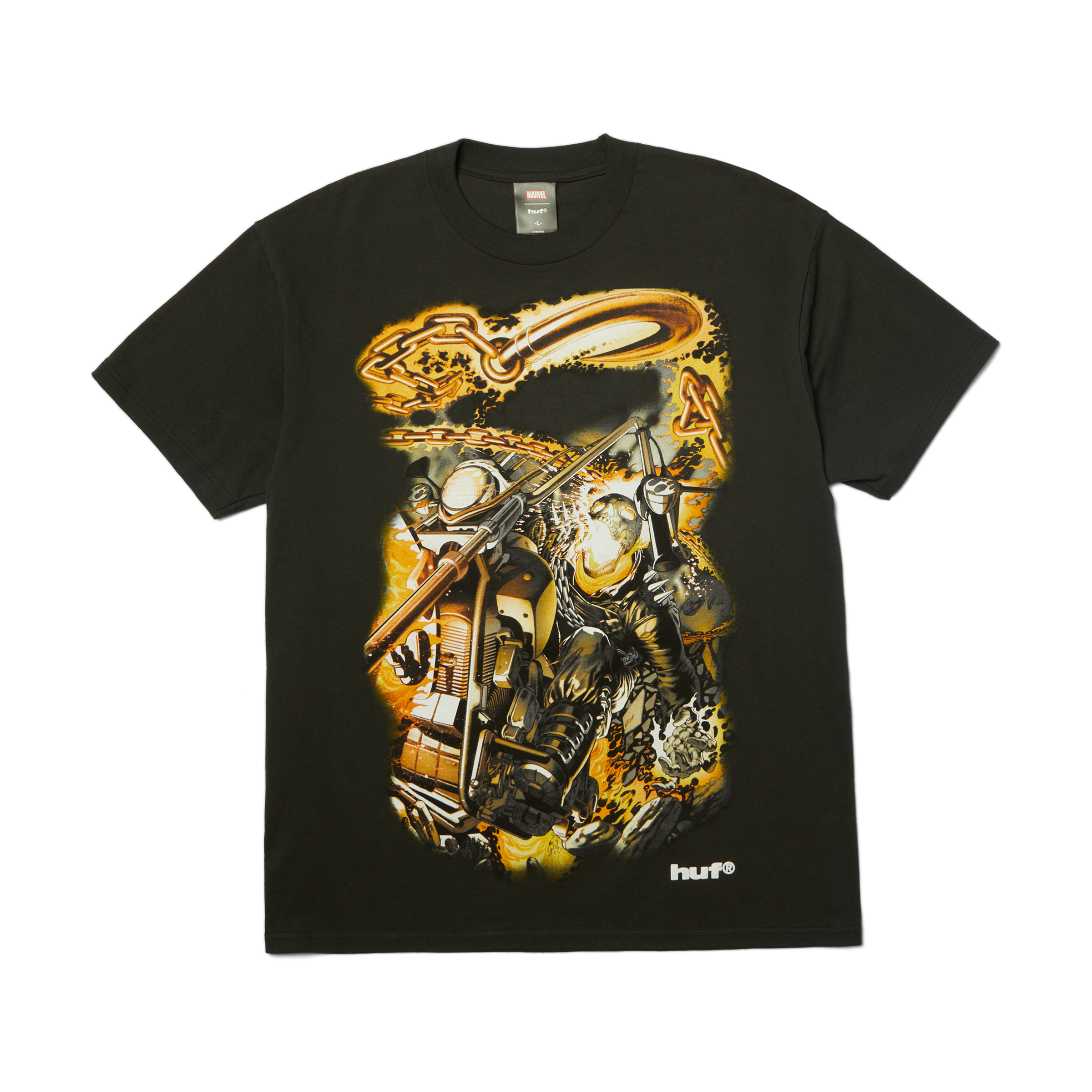 huf x Marvel Ghost Rider Vengeance T-Shirt | Washed Black front view