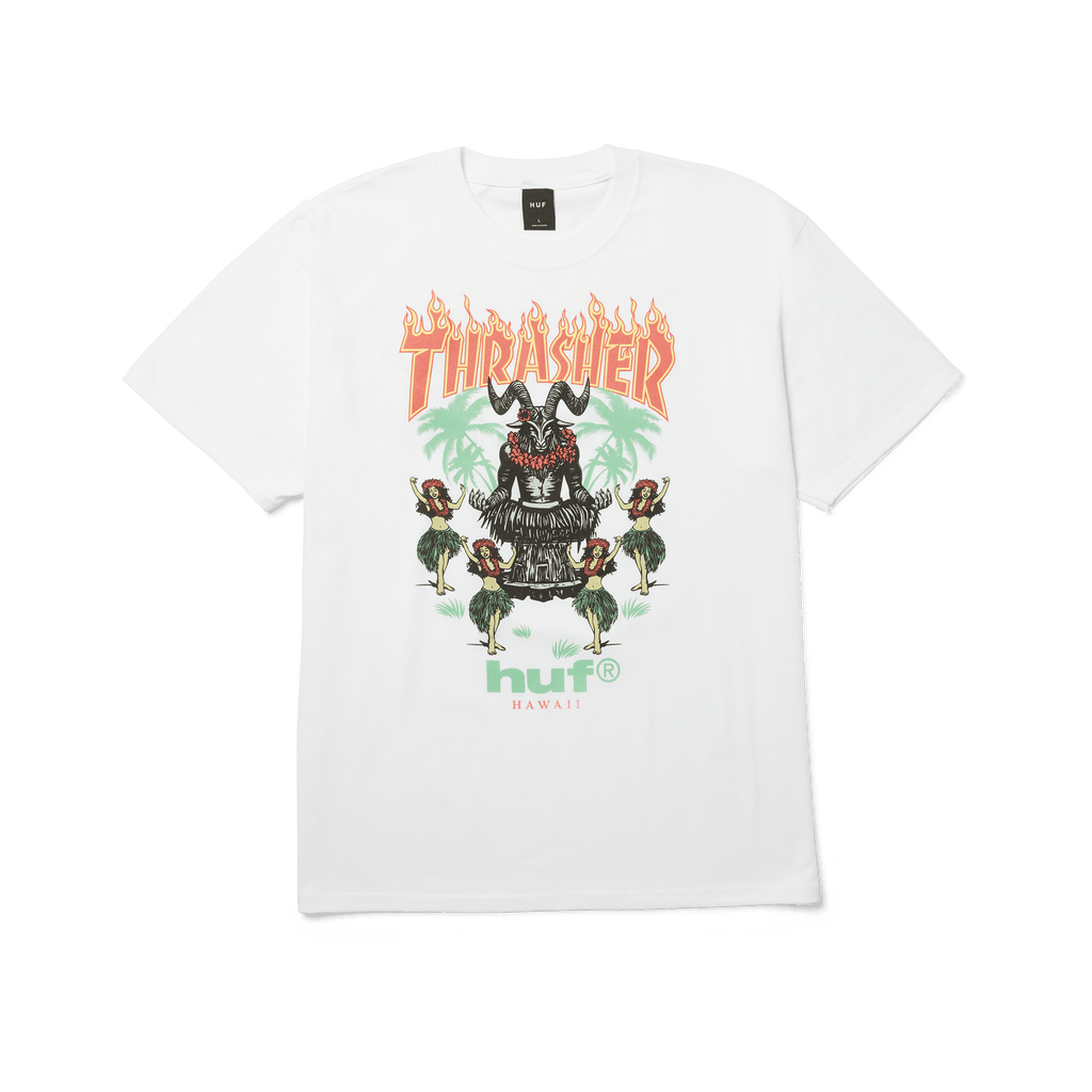 HUF x Thrasher Goat Luau T-Shirt | White front view