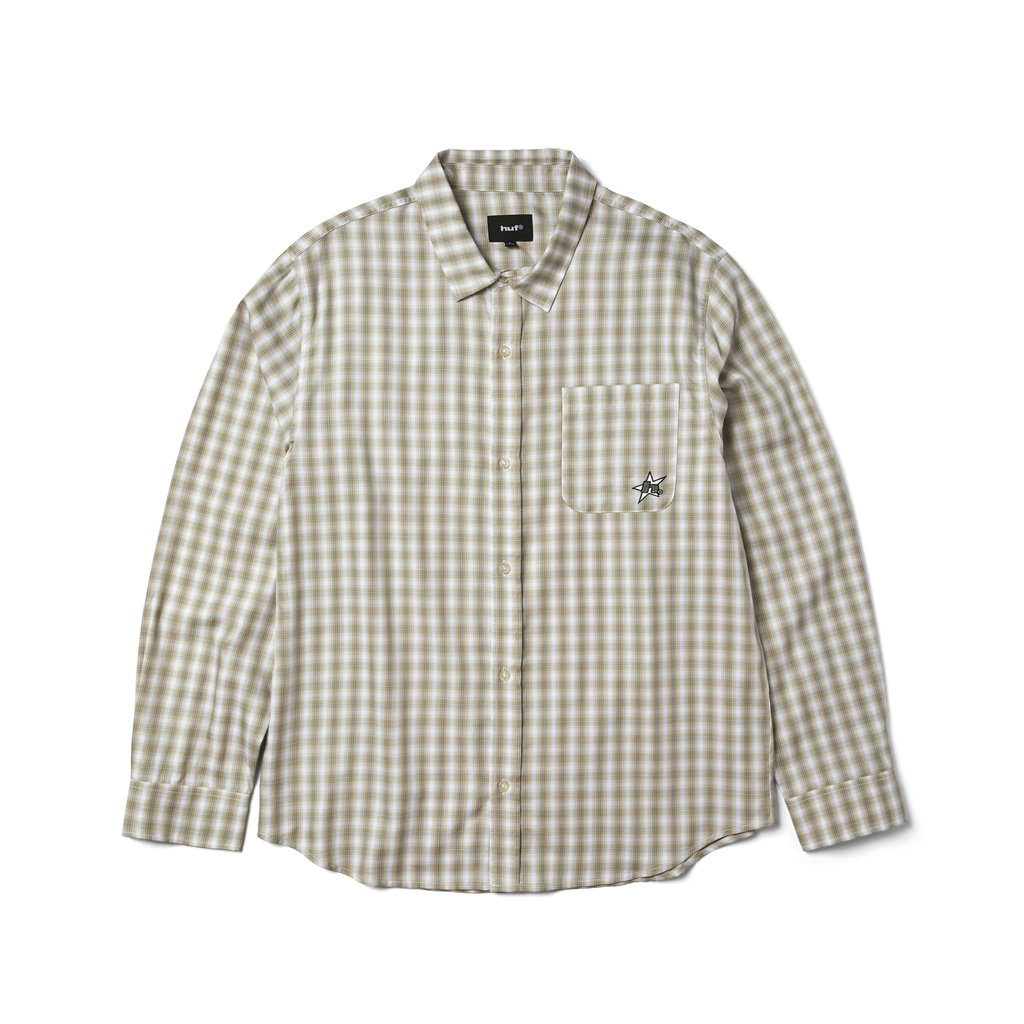 H Star Long Sleeve Plaid Shirt | Putty front view