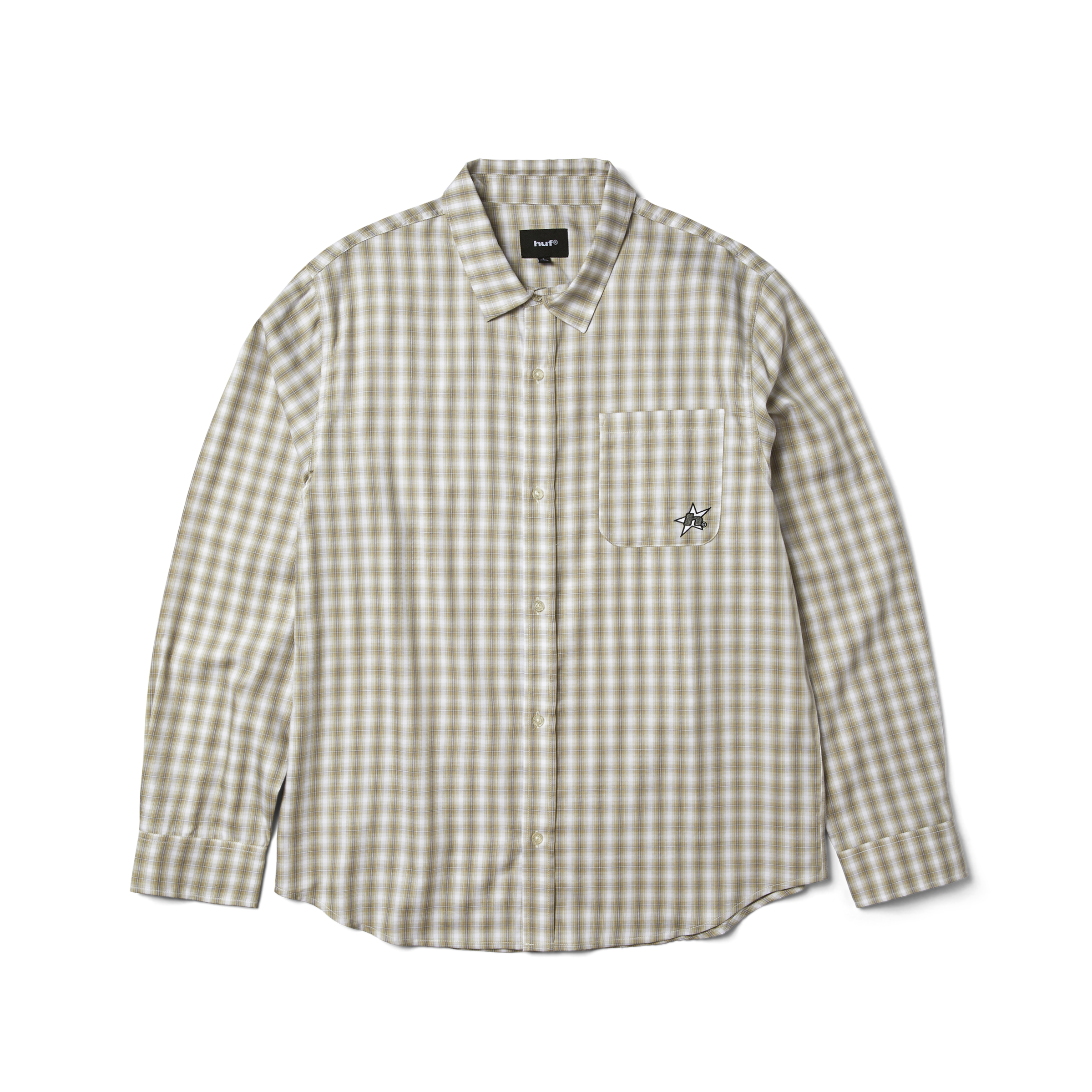 H Star Long Sleeve Plaid Shirt | Putty front view