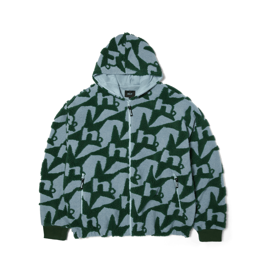 H Star Repeat High Pile Jacket | Ice Blue front view