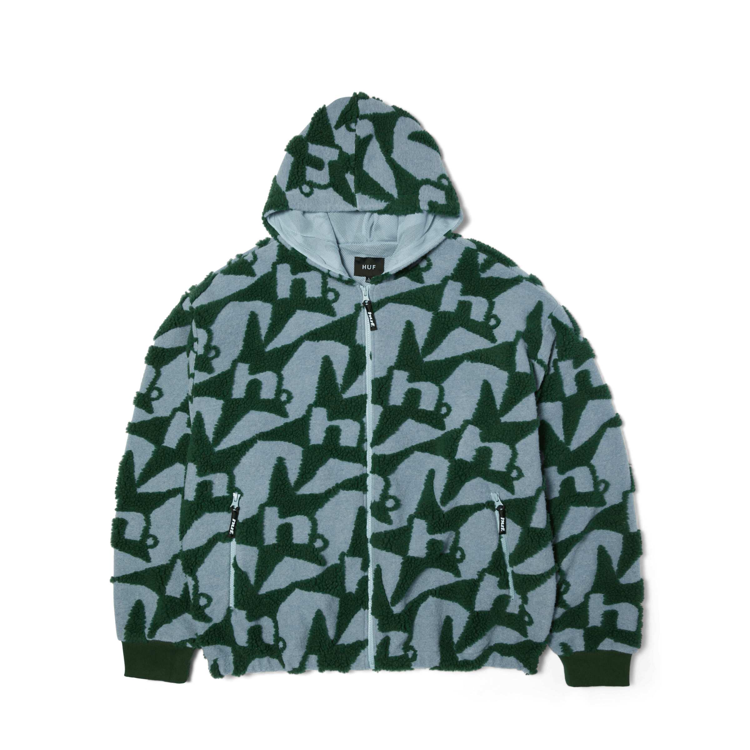 H Star Repeat High Pile Jacket | Ice Blue front view