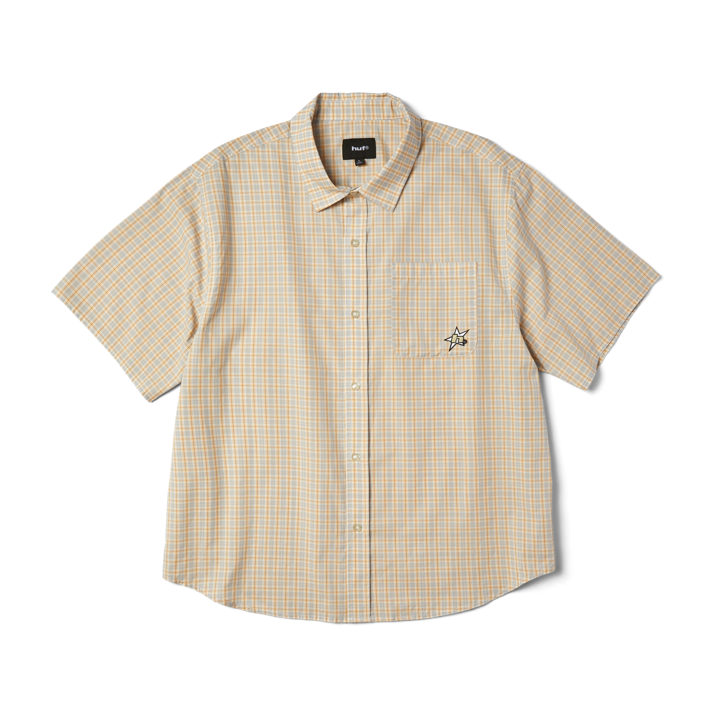 H Star Plaid Shirt | Putty front view