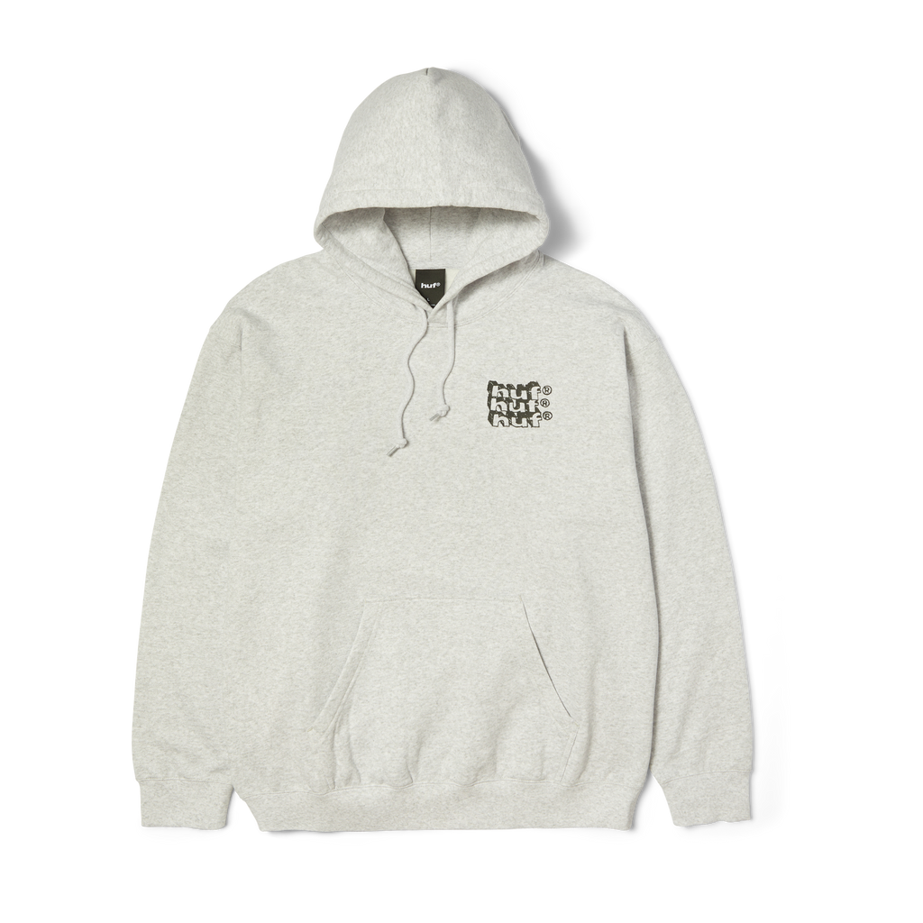 Hand Stacked Pullover Hoodie | Heather Grey front view