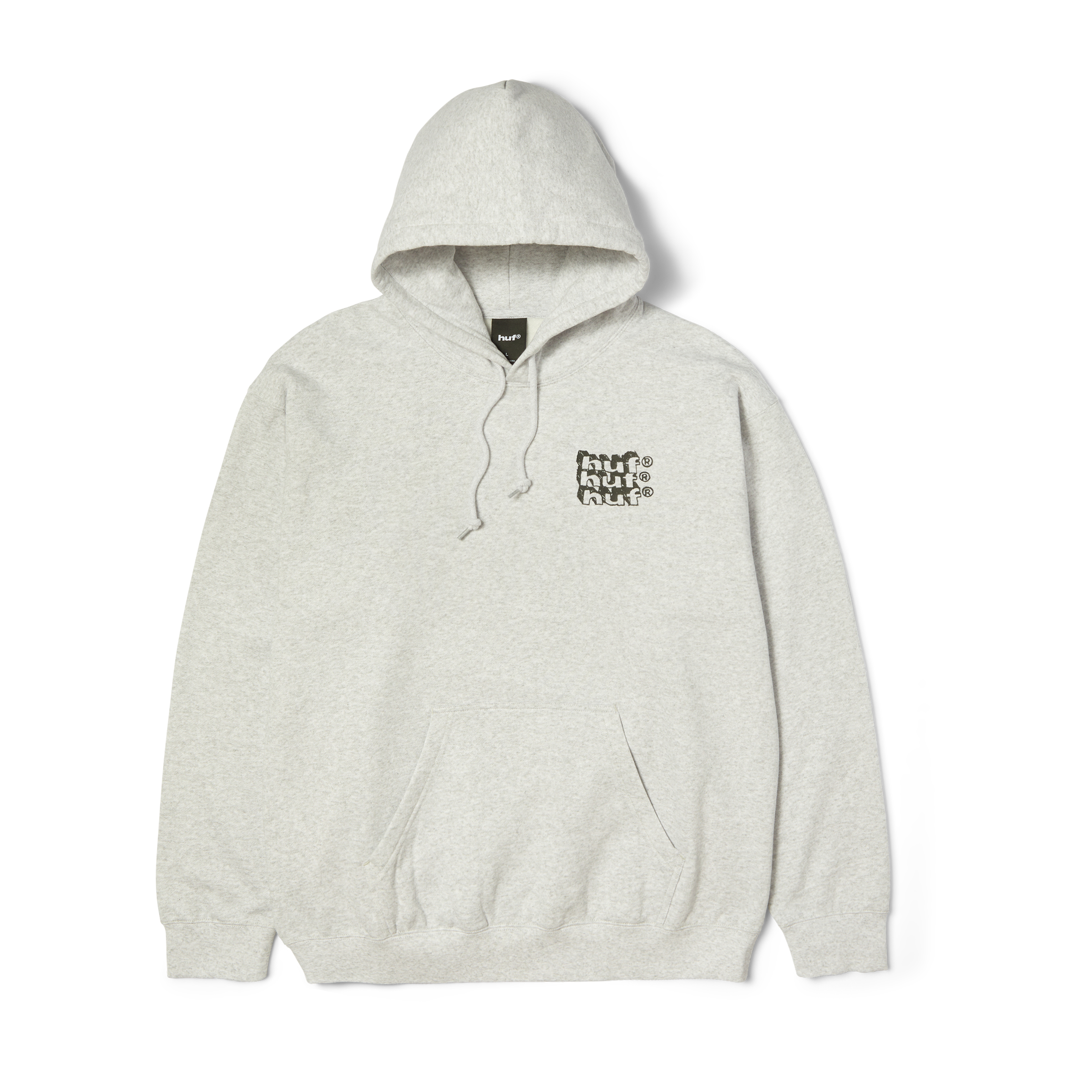 Hand Stacked Pullover Hoodie | Heather Grey front view