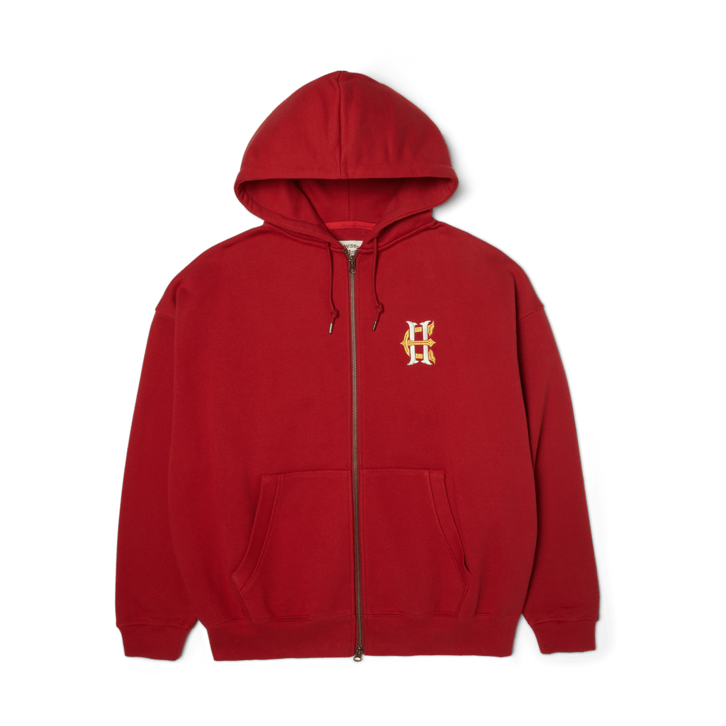HUF x Evisen Hufuji Zip Hoodie | Red front view