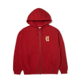 HUF x Evisen Hufuji Zip Hoodie | Red front view