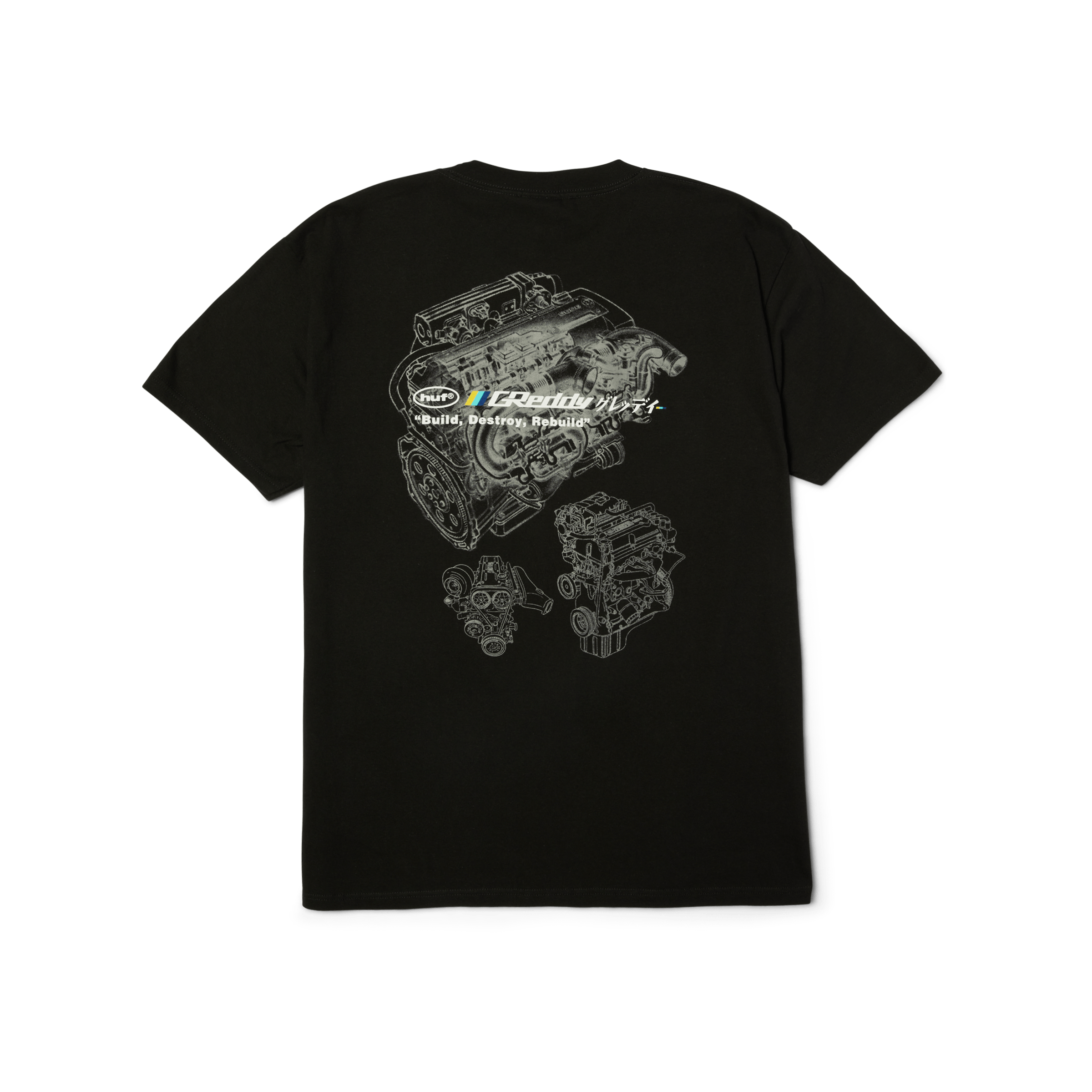 HUF x GReddy Motors T-Shirt | Black front view