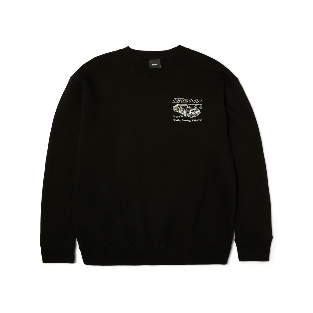 HUF x GReddy Retro Mod Crewneck Sweatshirt | Black view 2