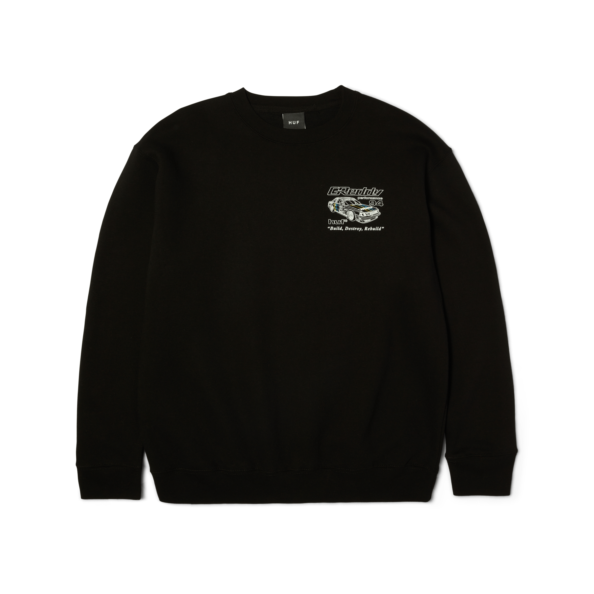 HUF x GReddy Retro Mod Crewneck Sweatshirt | Black view 2