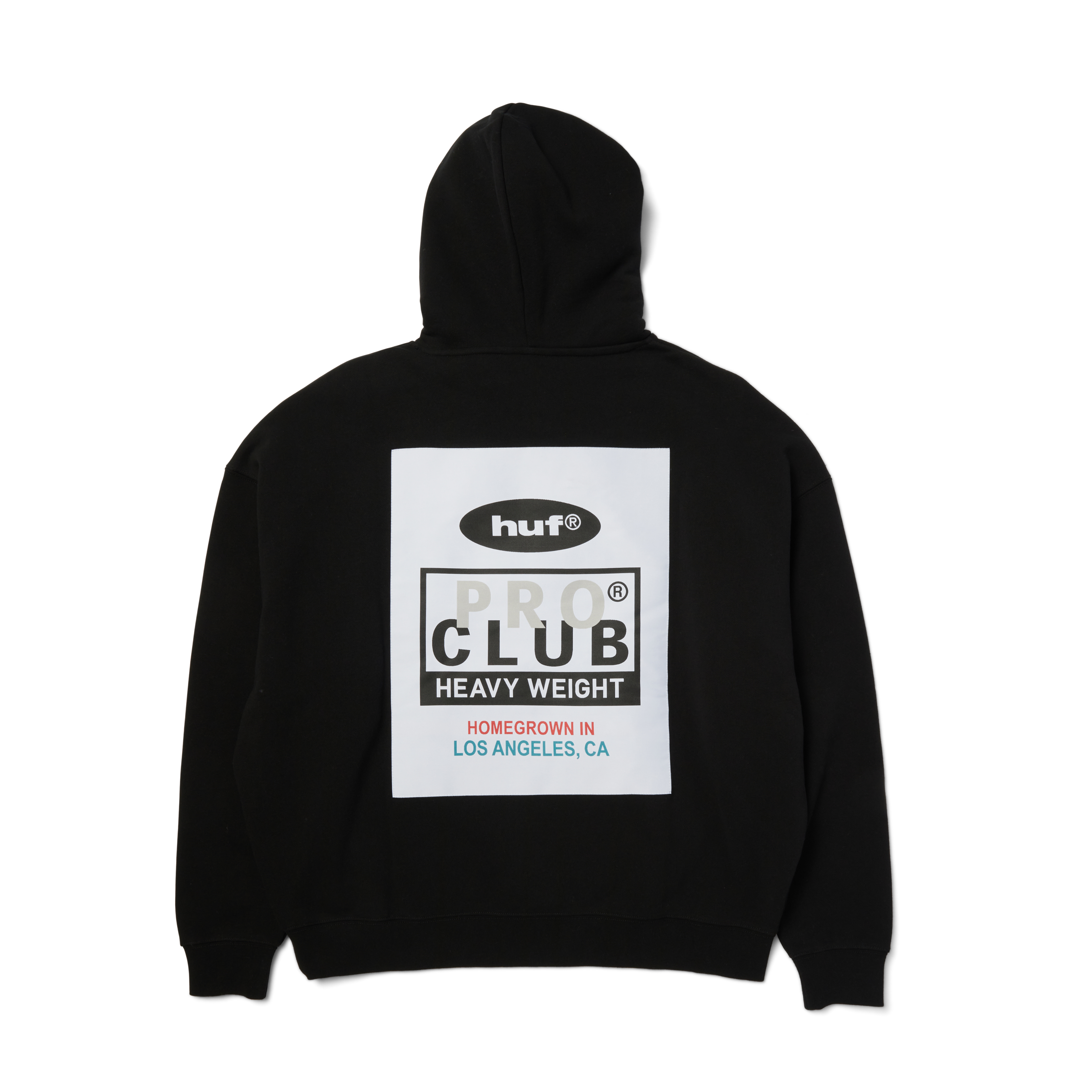 Huf x PROCLUB Heavyweight Hoodie | Black front view