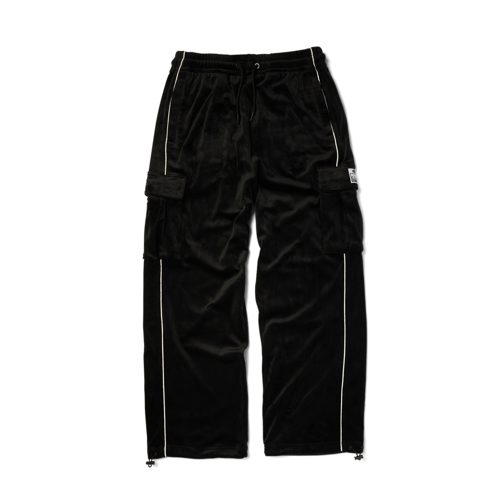 Huf x PROCLUB Velour Cargo Pant | Black front view