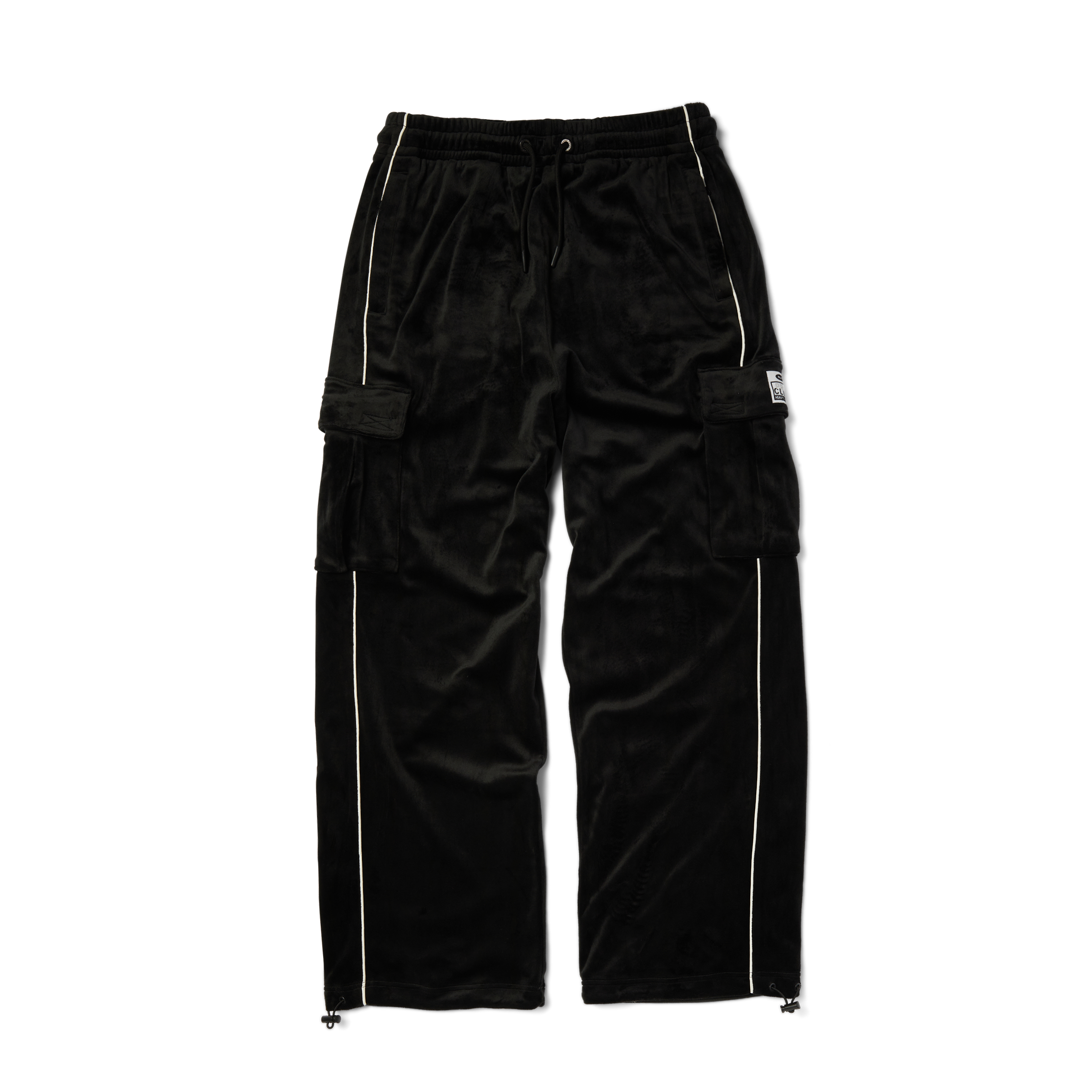 Huf x PROCLUB Velour Cargo Pant | Black front view
