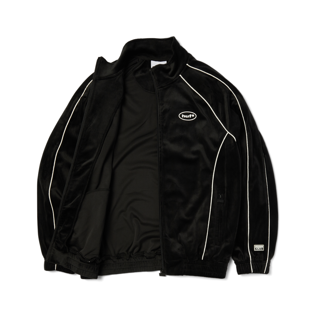Huf x PROCLUB Velour Track Jacket | Black view 2