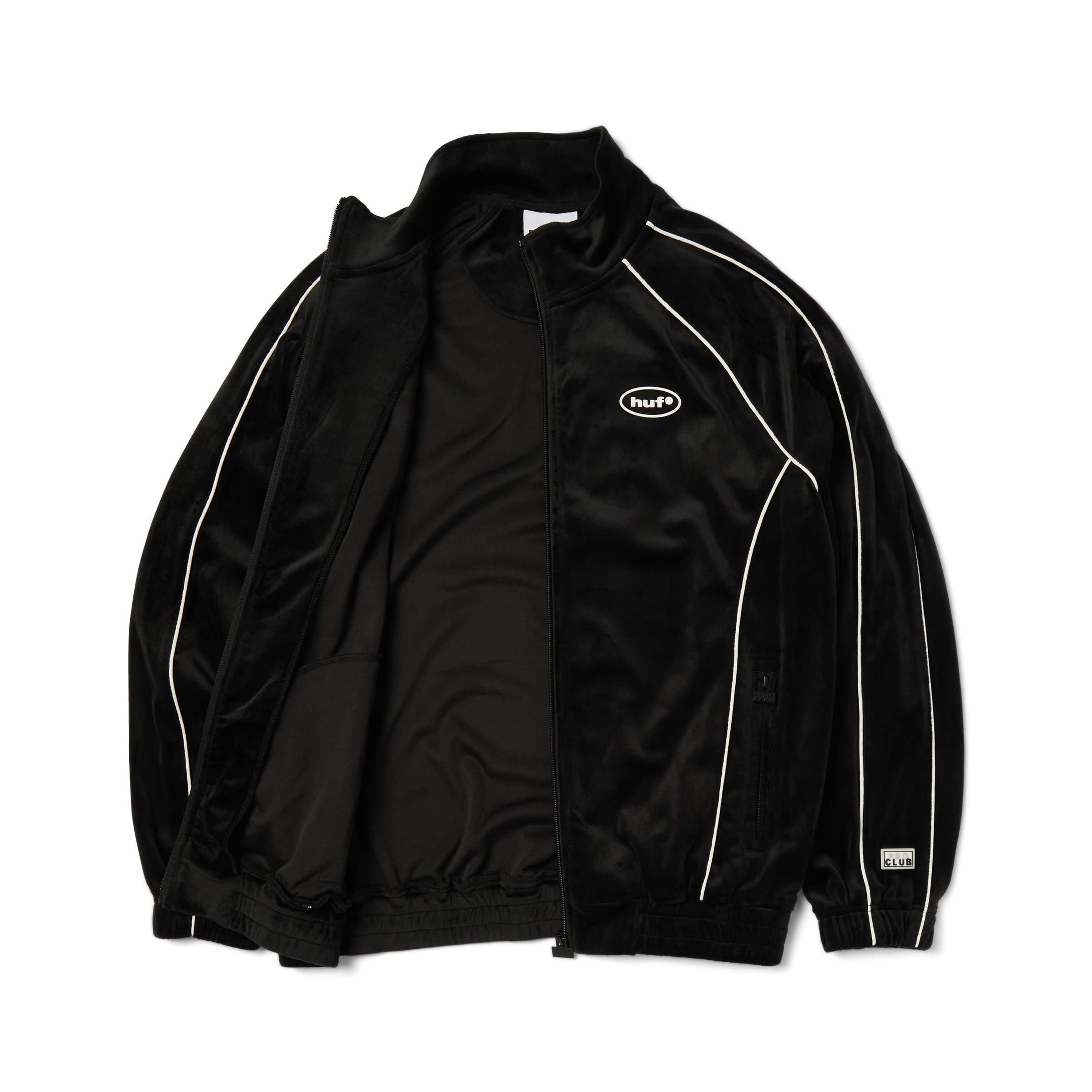 Huf x PROCLUB Velour Track Jacket | Black view 2