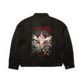 HUF x Thrasher Trucker Jacket | Black front view