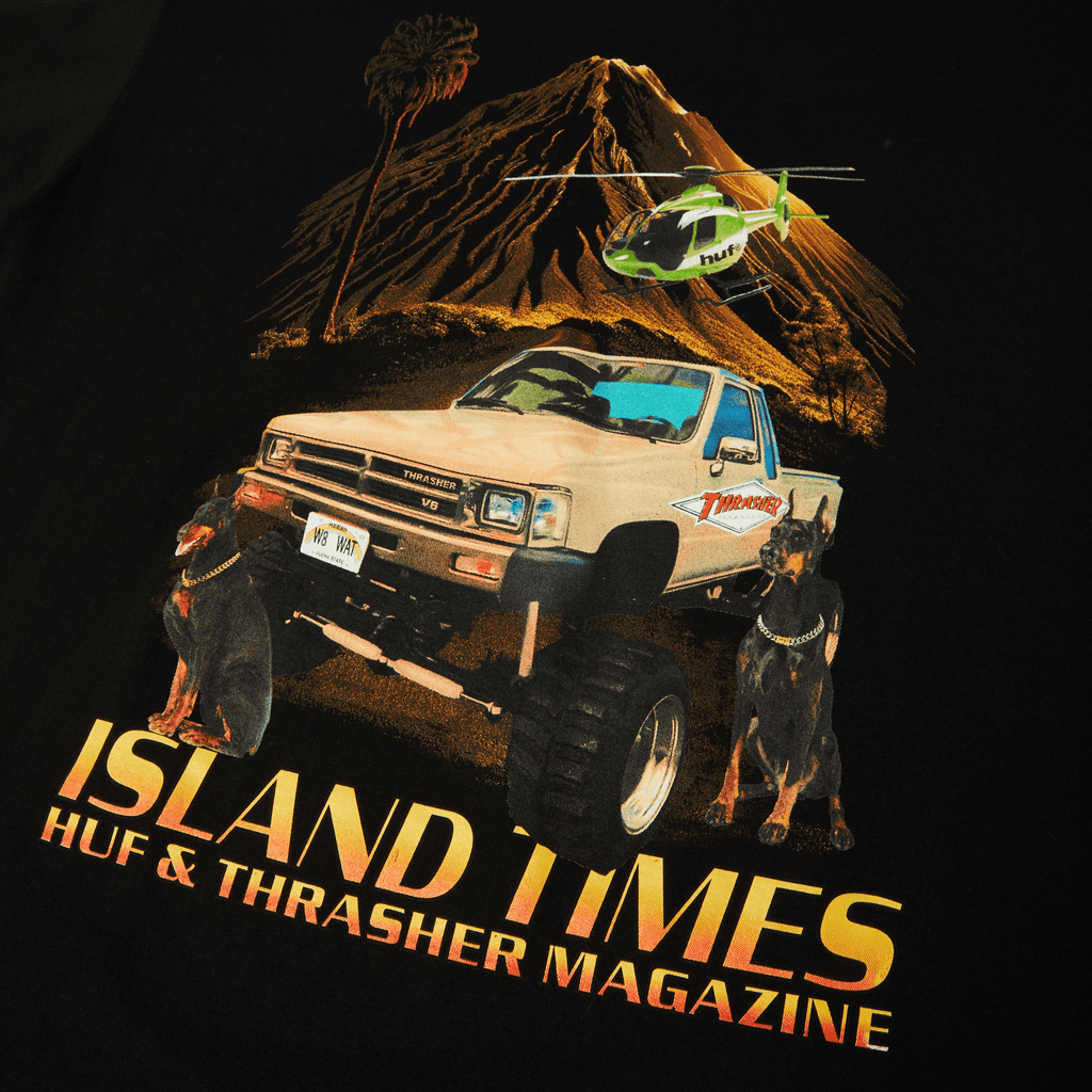 HUF x Thrasher Island Times T-Shirt | Black view 2