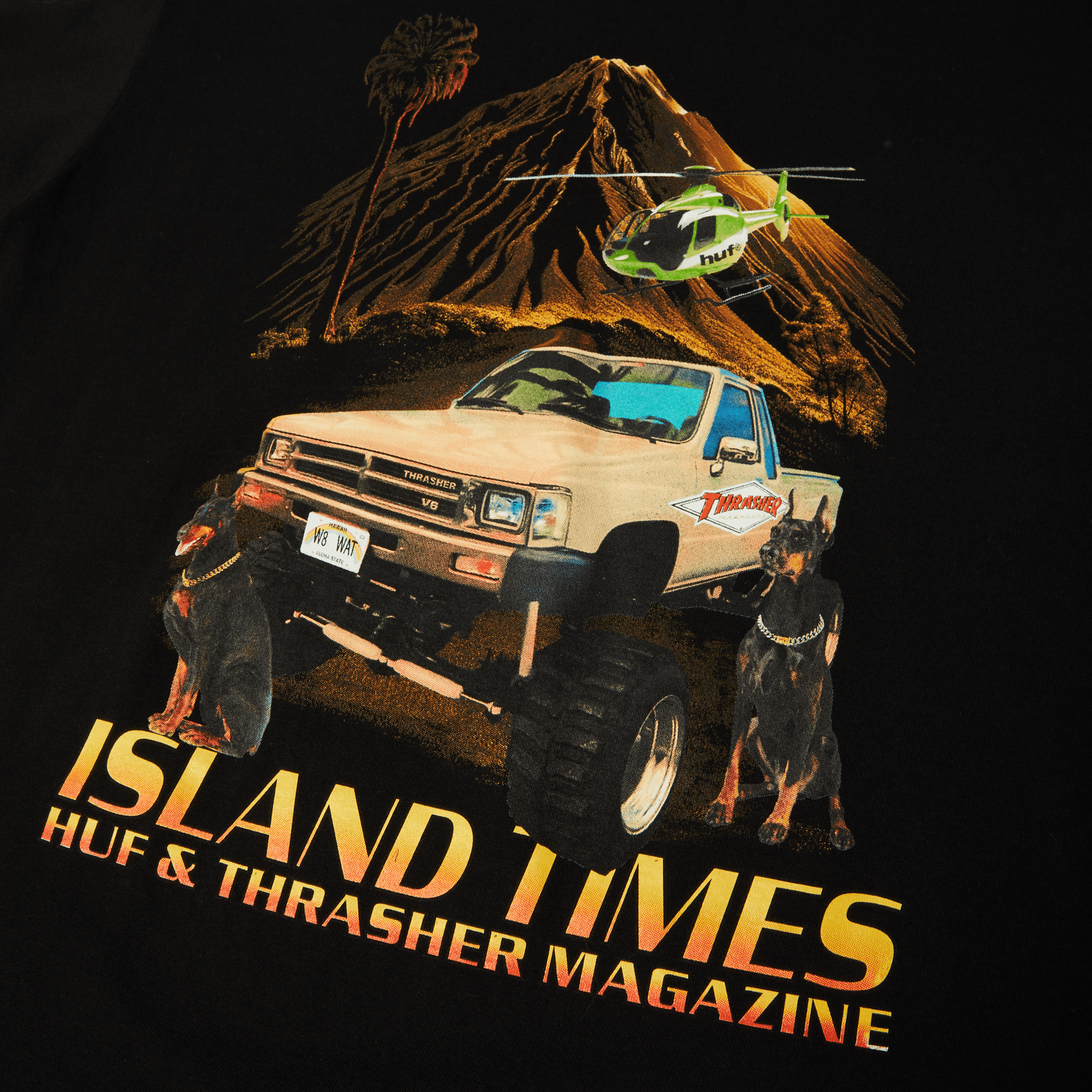 HUF x Thrasher Island Times T-Shirt | Black view 2