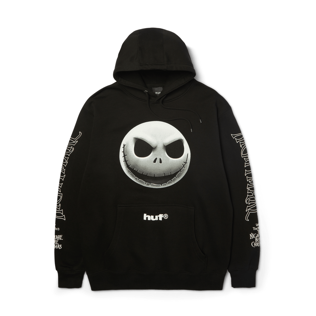 HUF x Nightmare Before Christmas Jack Skellington Pullover Hoodie | Black front view