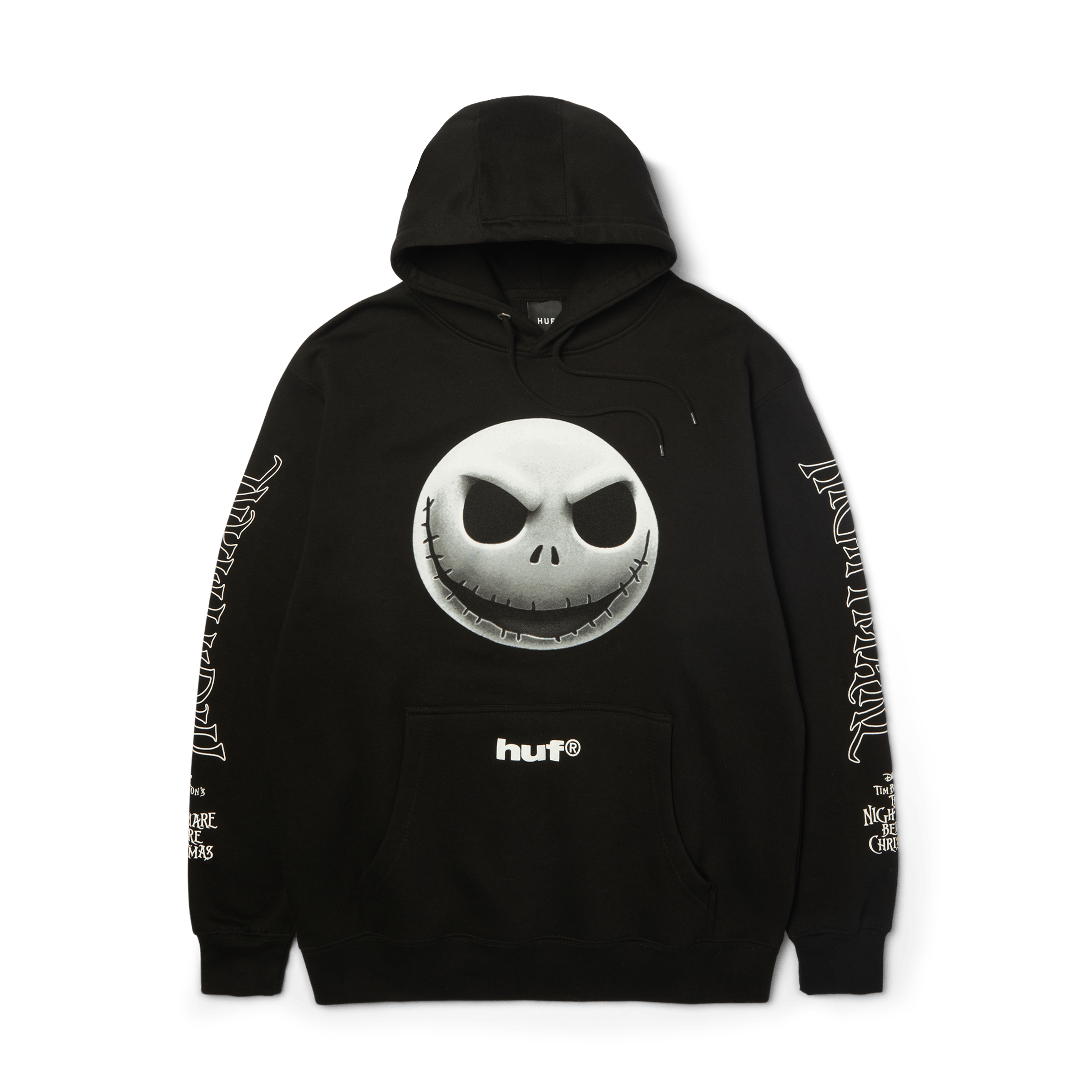 HUF x Nightmare Before Christmas Jack Skellington Pullover Hoodie | Black front view