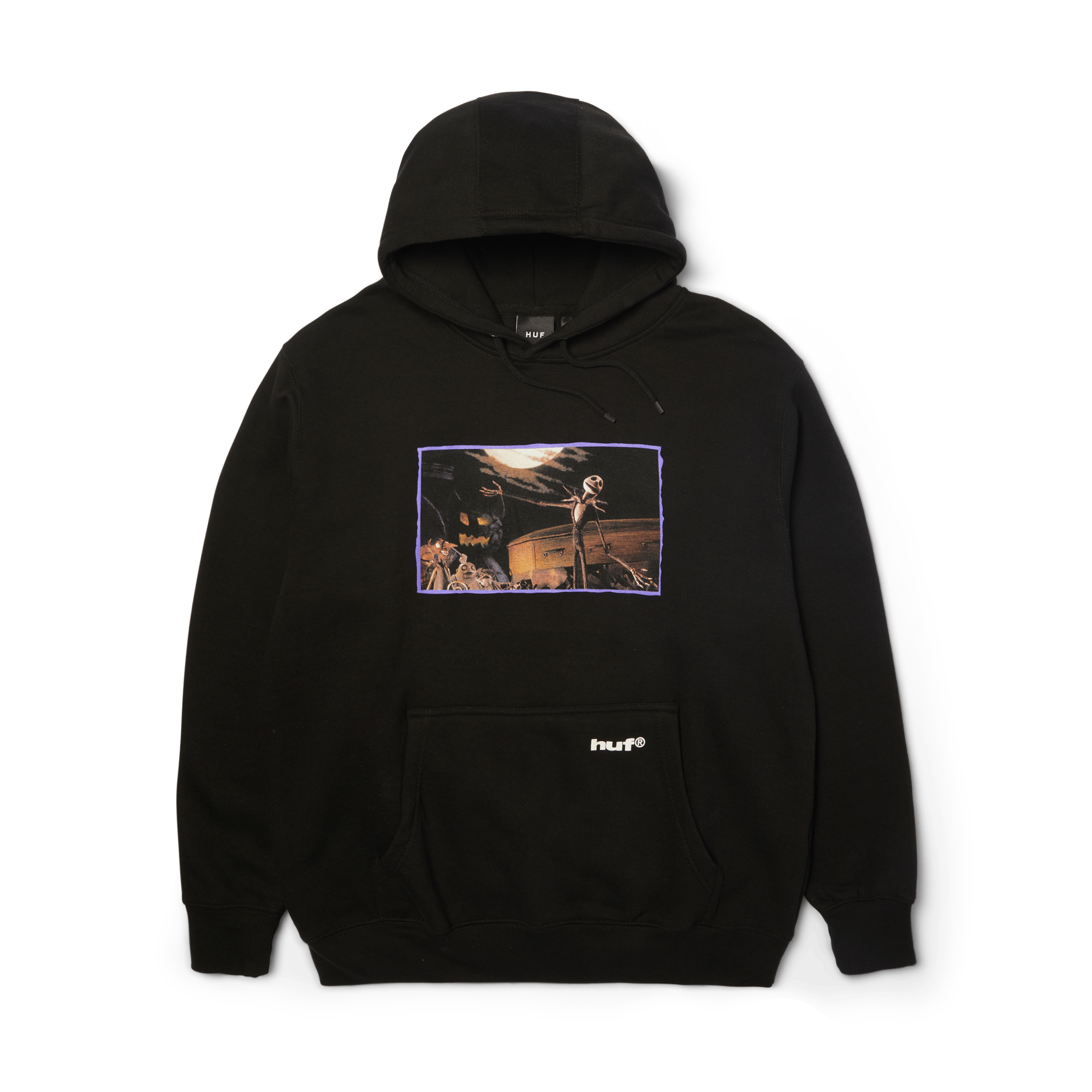 HUF x Nightmare Before Christmas Jack Town Meeting Pullover Hoodie | Black front view