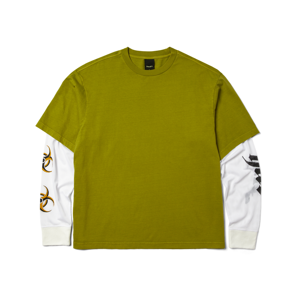 Leon Long Sleeve Double Layer Top | Acid Green front view