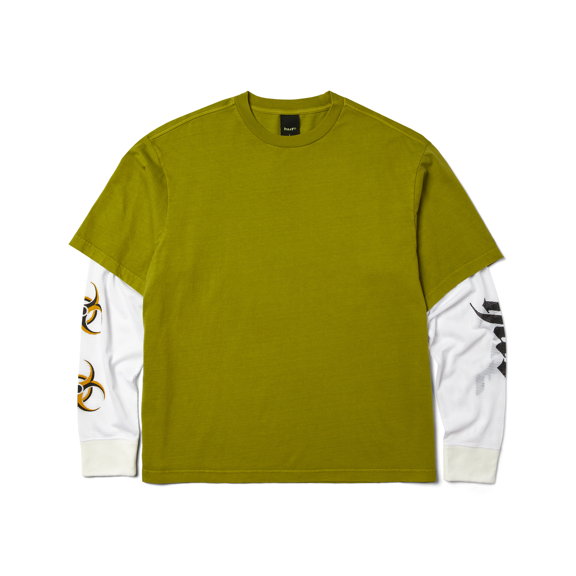 Leon Long Sleeve Double Layer Top | Acid Green front view