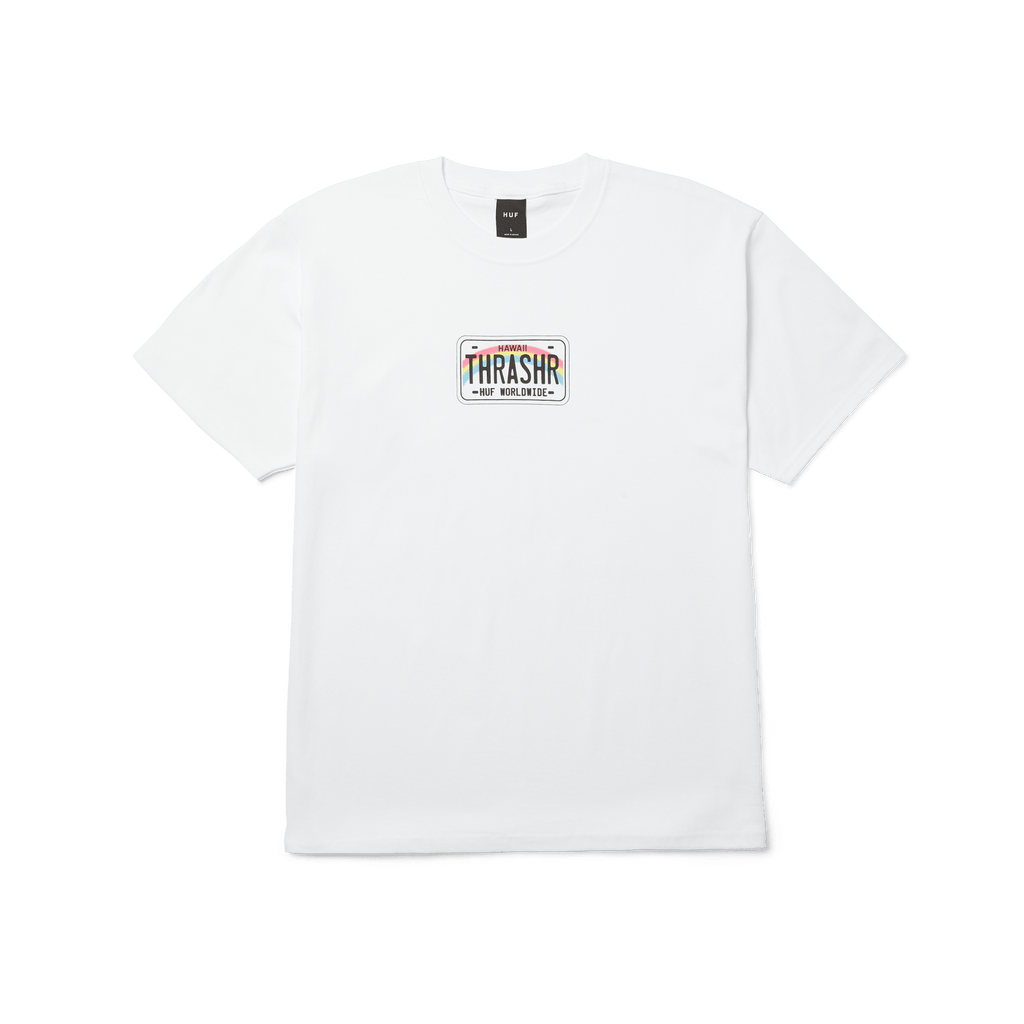 HUF x Thrasher License Plate T-Shirt | White front view
