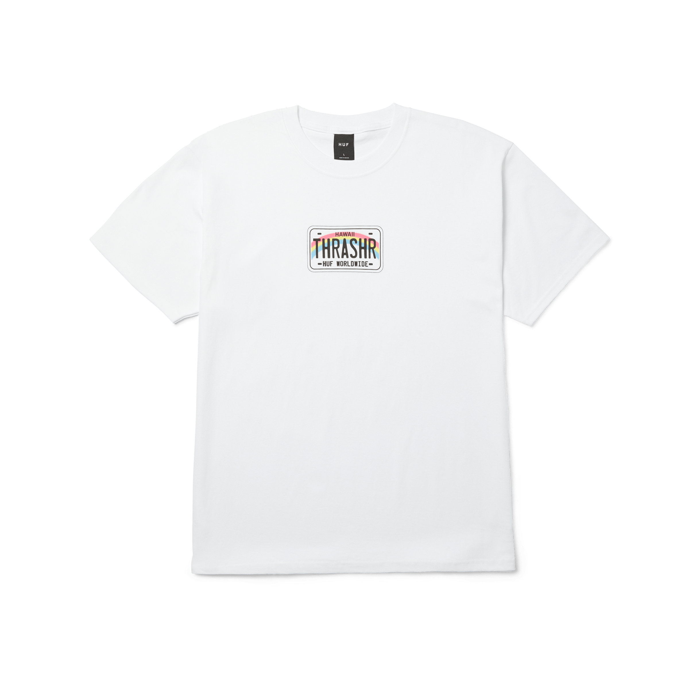 HUF x Thrasher License Plate T-Shirt | White front view