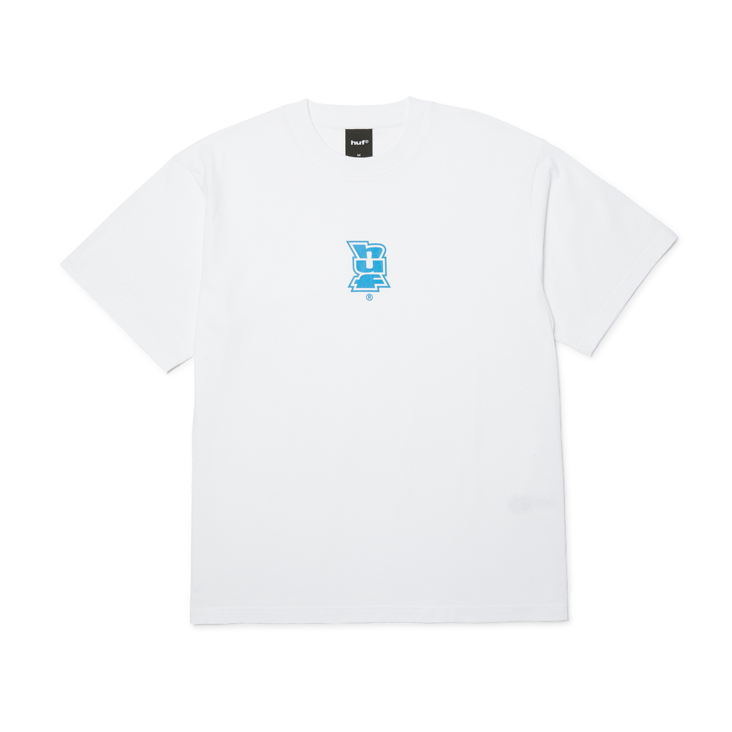 Megablast Core T-Shirt | White Blue front view