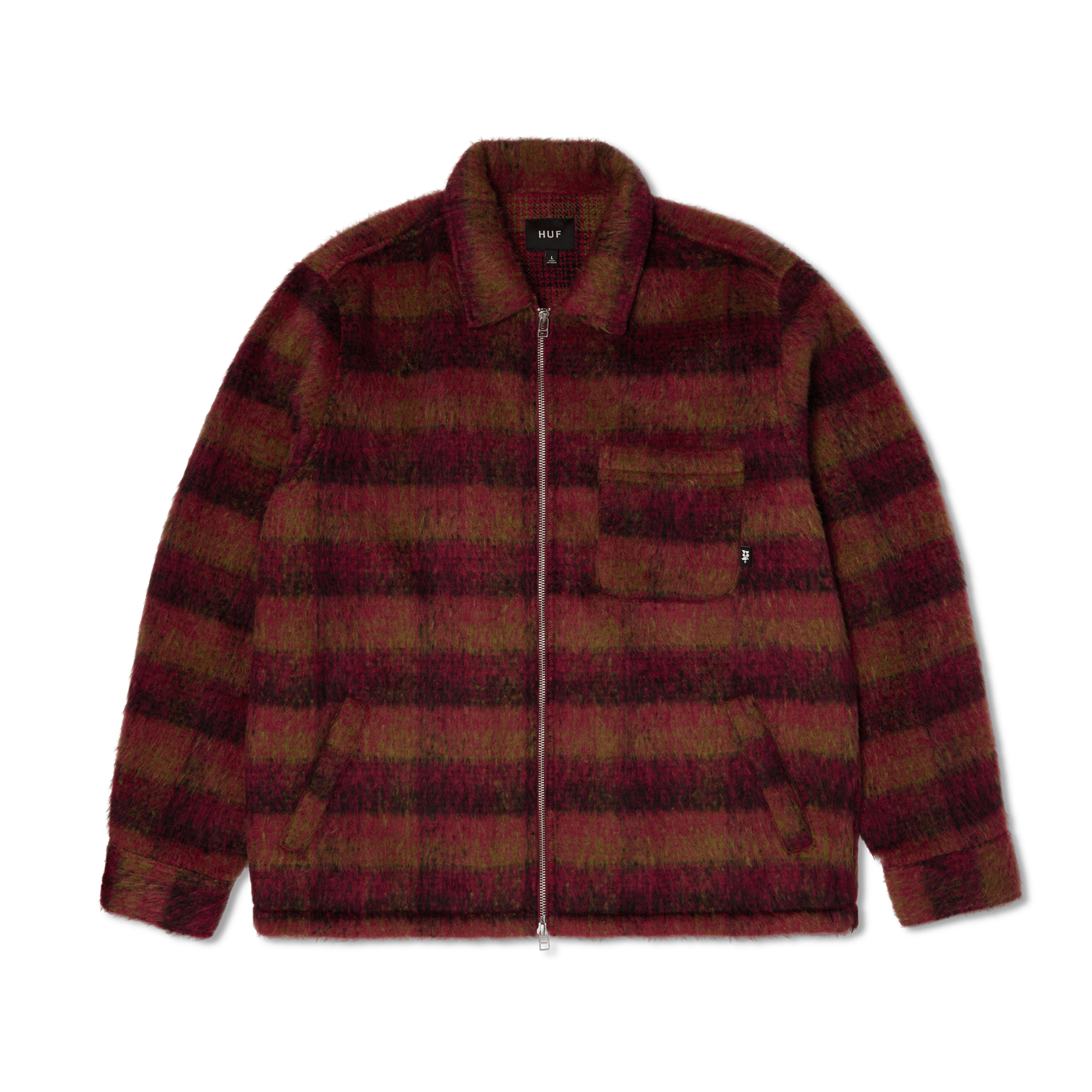 Megablast Plaid Jacket | Berry front view