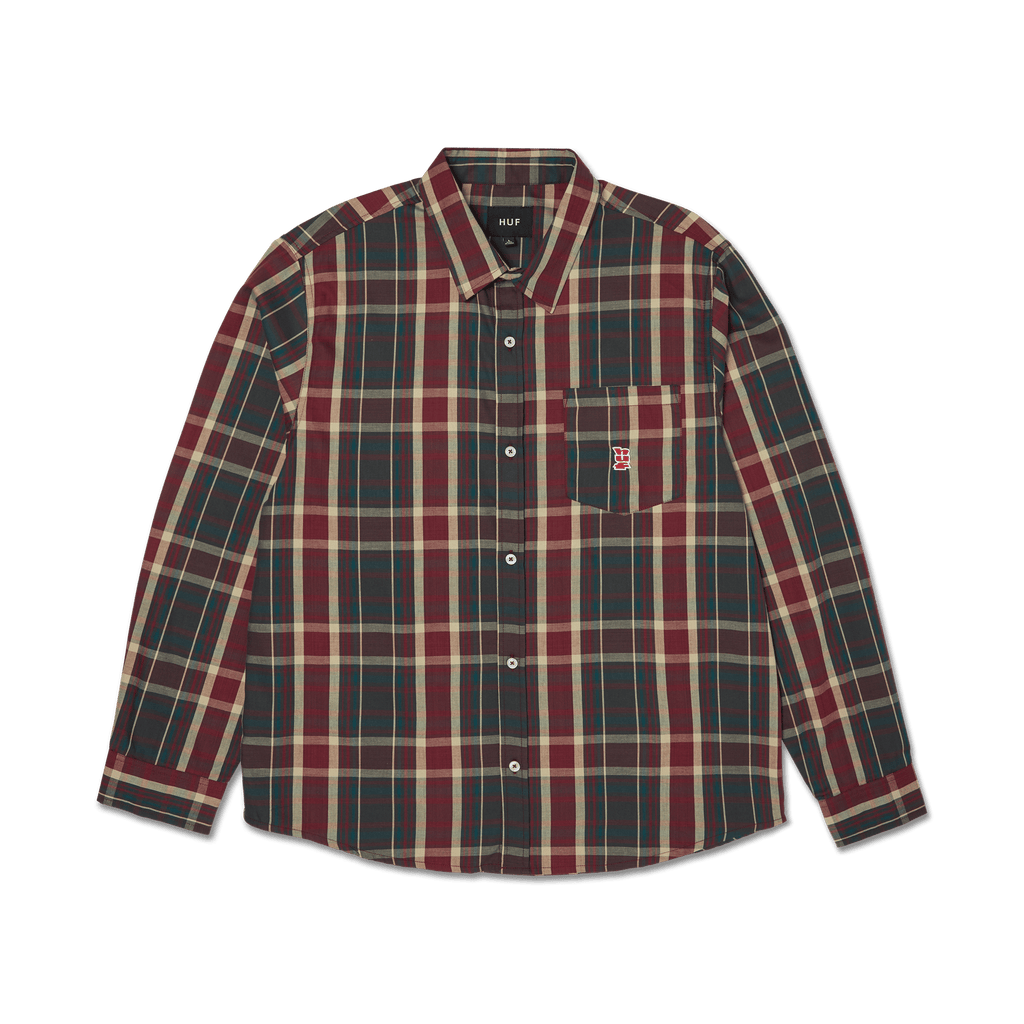 Megablast Plaid Long Sleeve Shirt | Deep Wine front view
