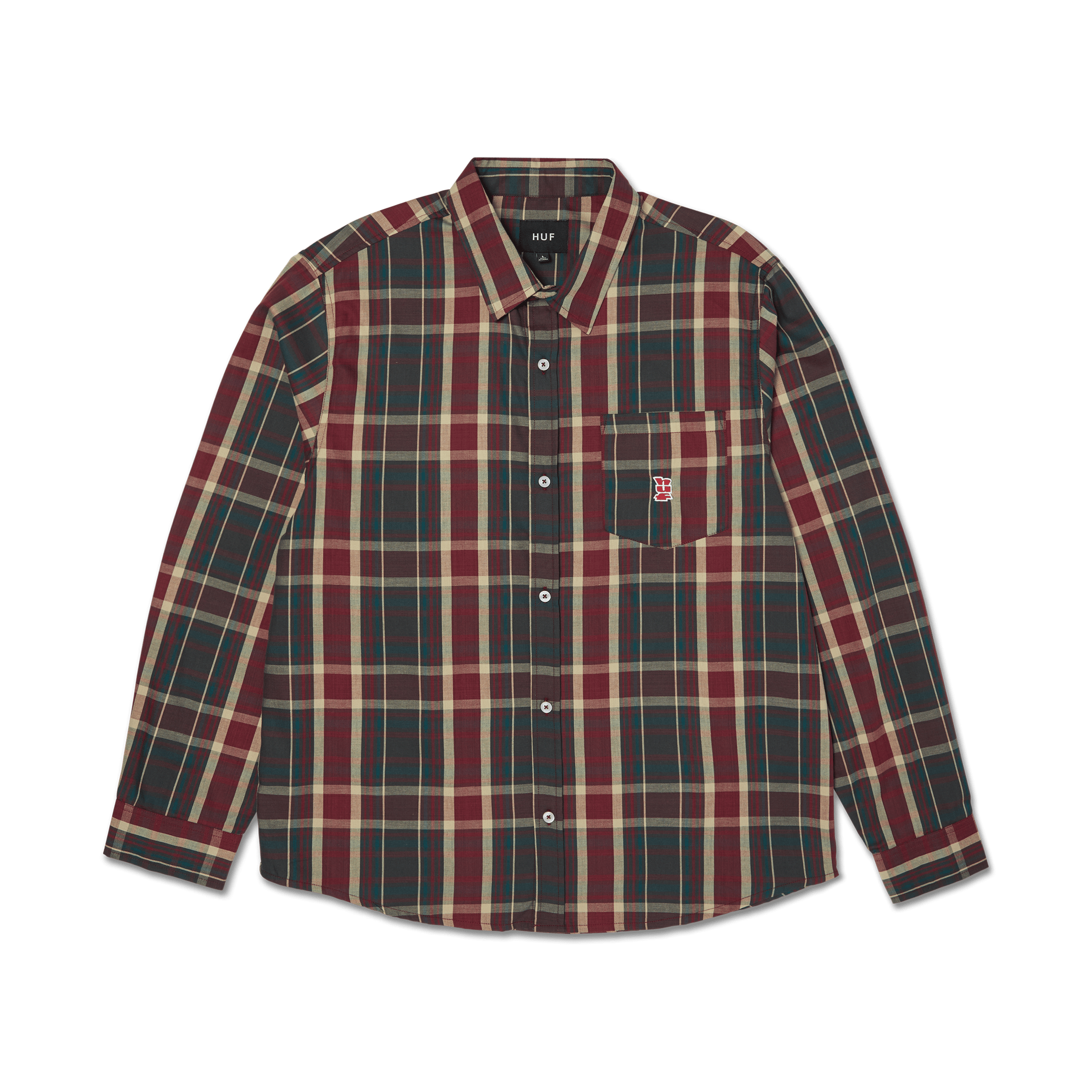 Megablast Plaid Long Sleeve Shirt | Deep Wine front view