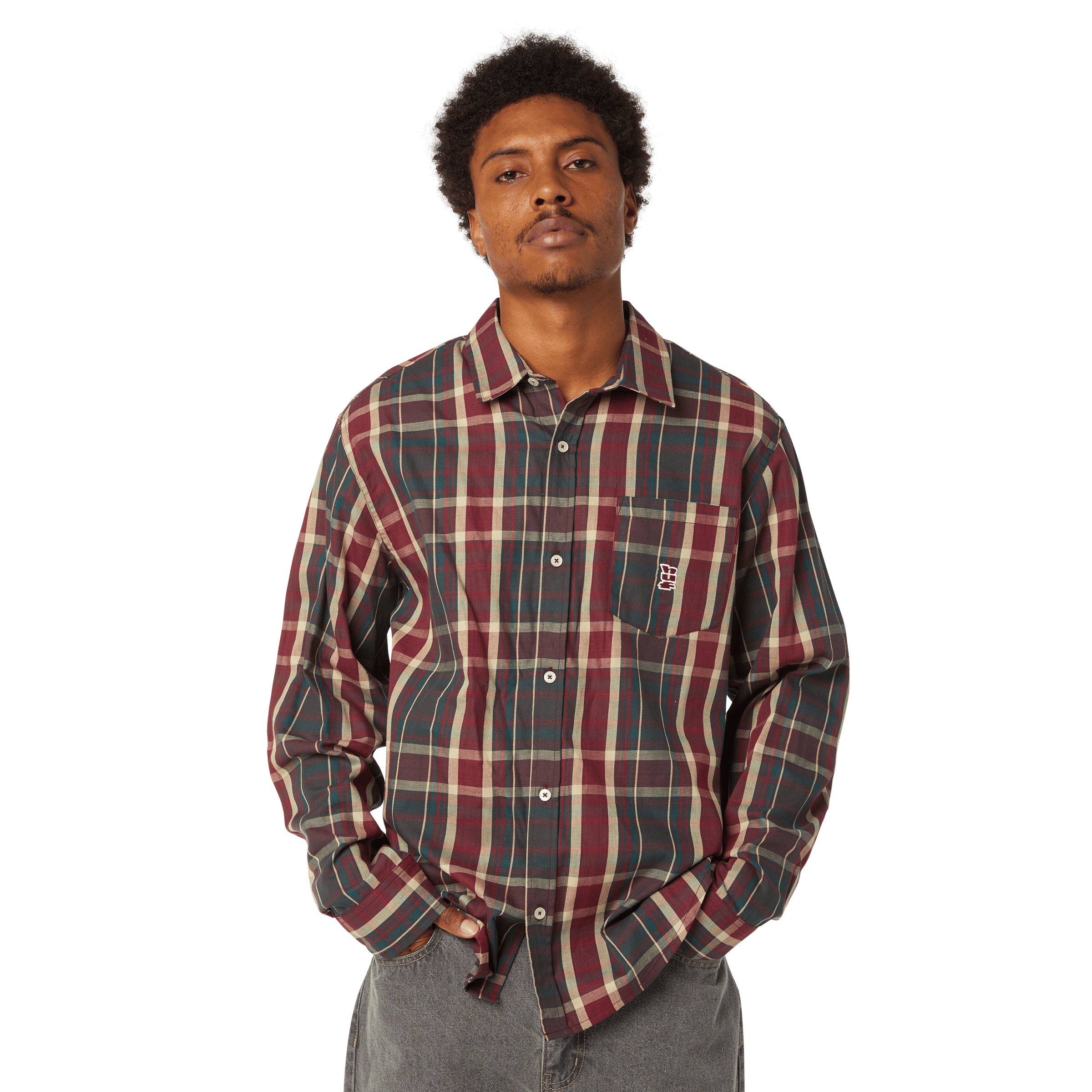 Megablast Plaid Long Sleeve Shirt | Deep Wine view 2