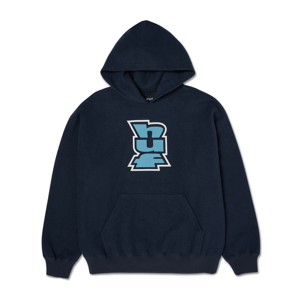 Megablast Reverse Hoodie | Navy front view