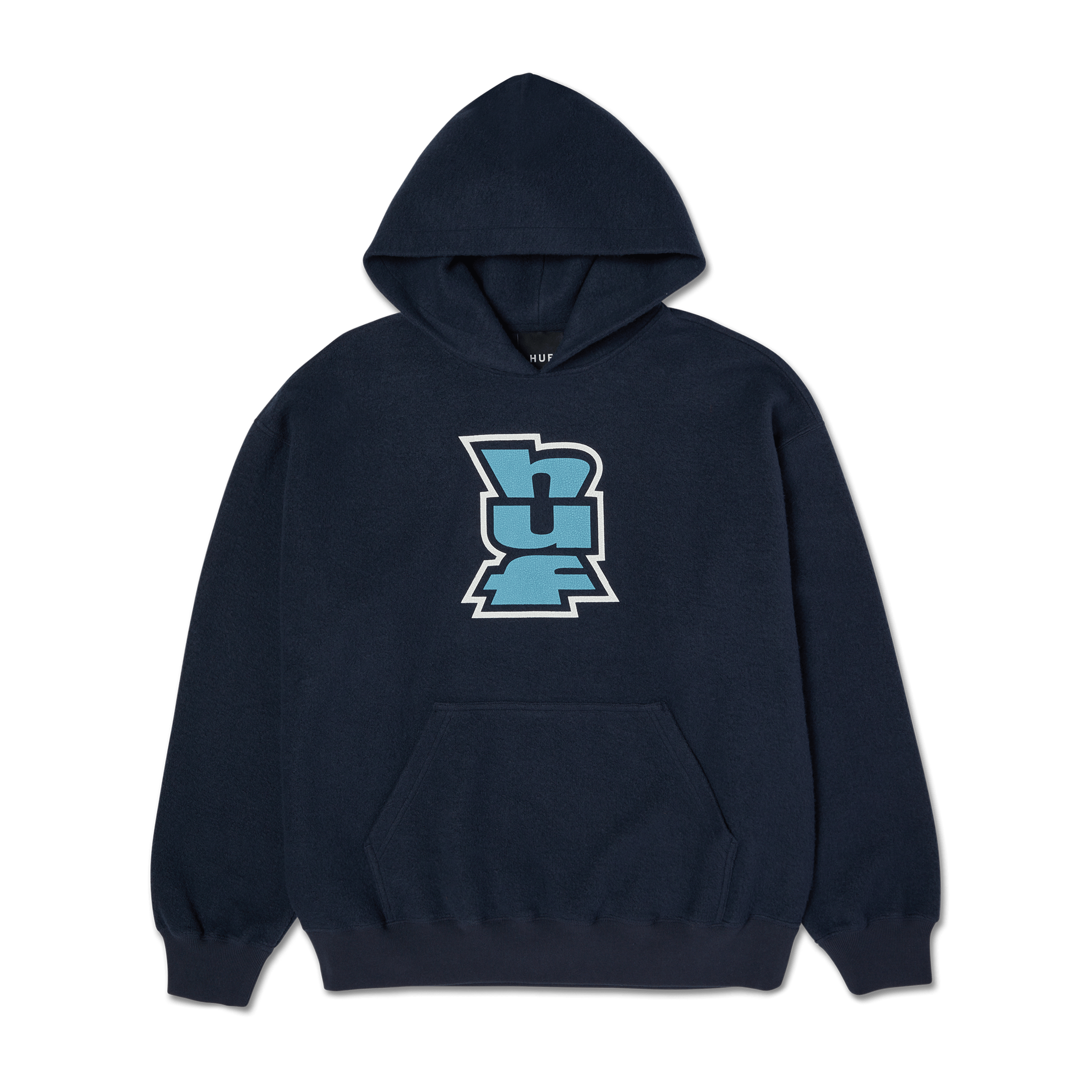 Megablast Reverse Hoodie | Navy front view