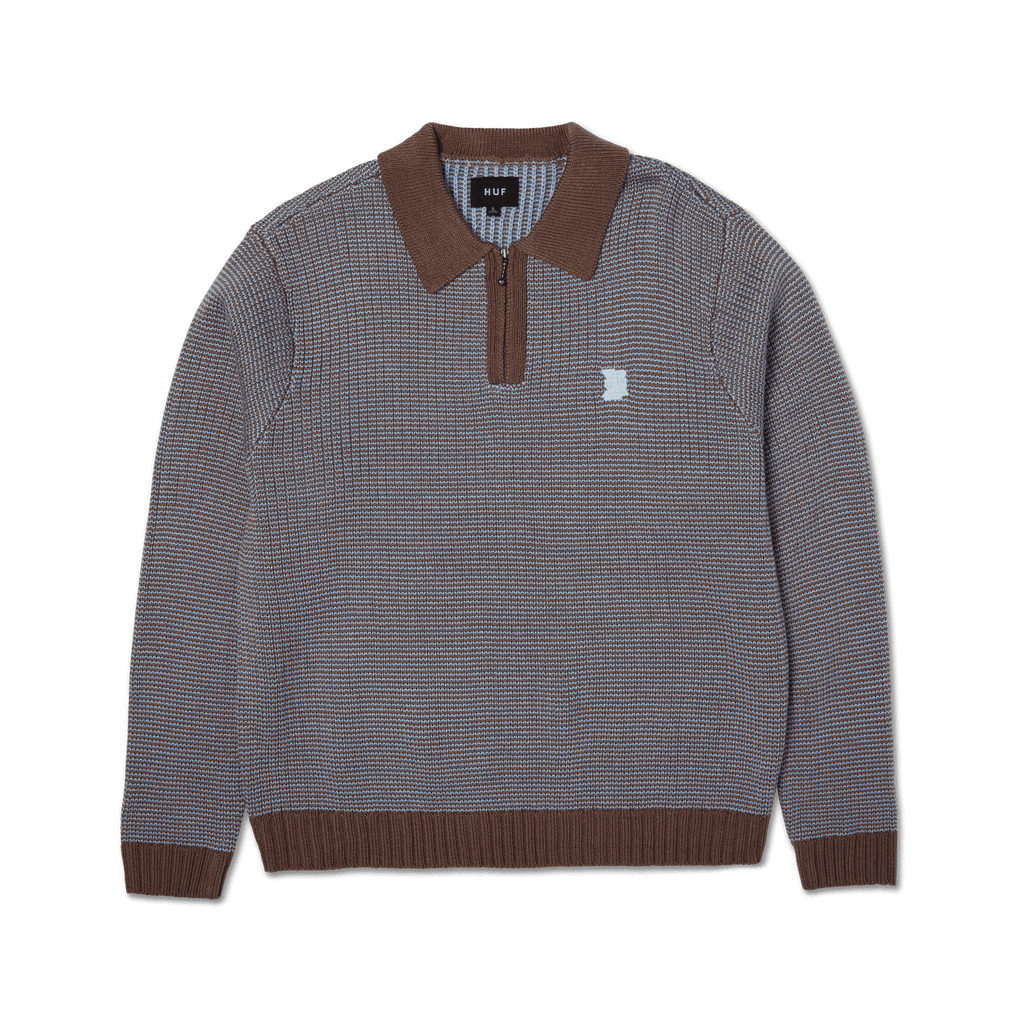 Megablast Two Tone Waffle Sweater | Washed Blue Moss front view