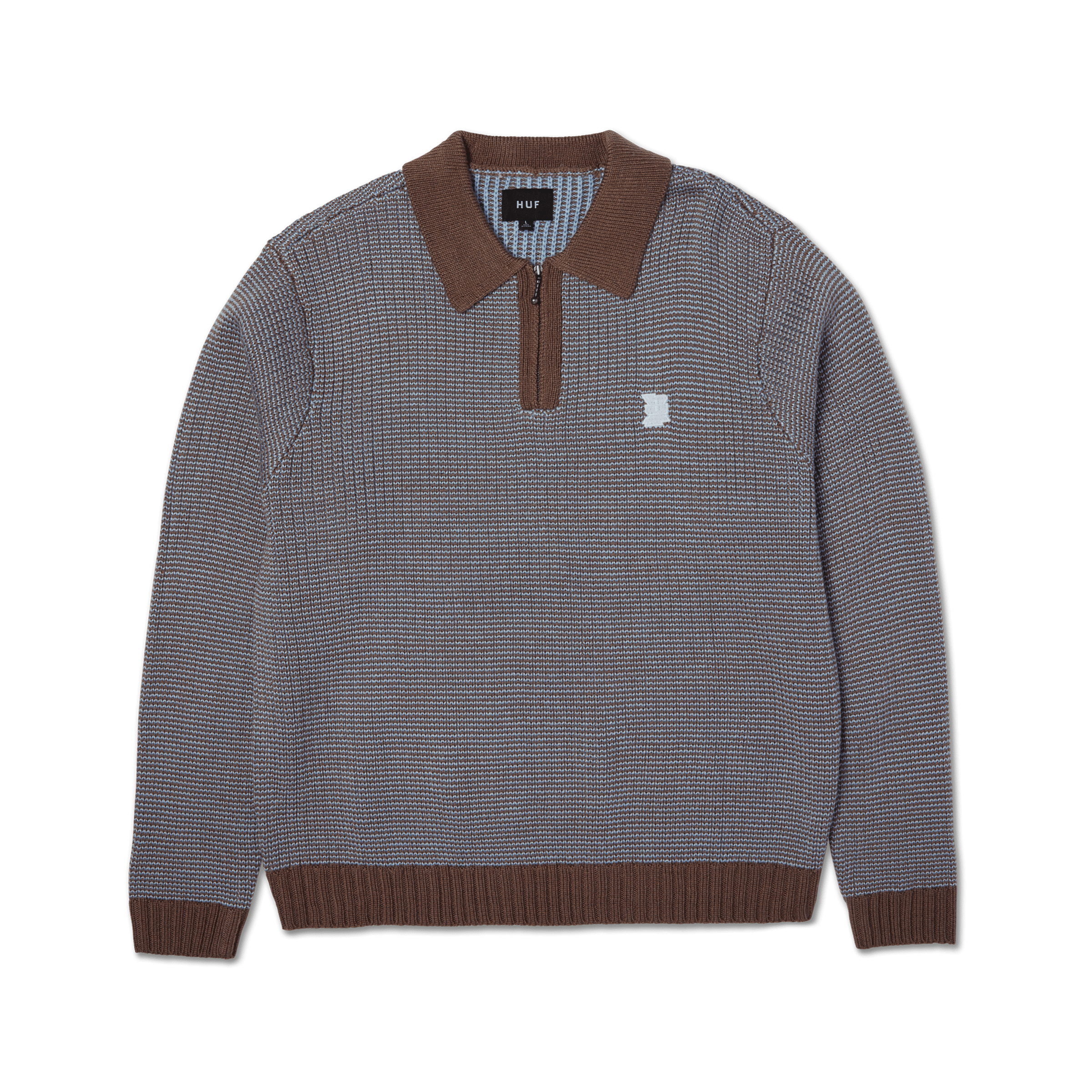 Megablast Two Tone Waffle Sweater | Washed Blue Moss front view