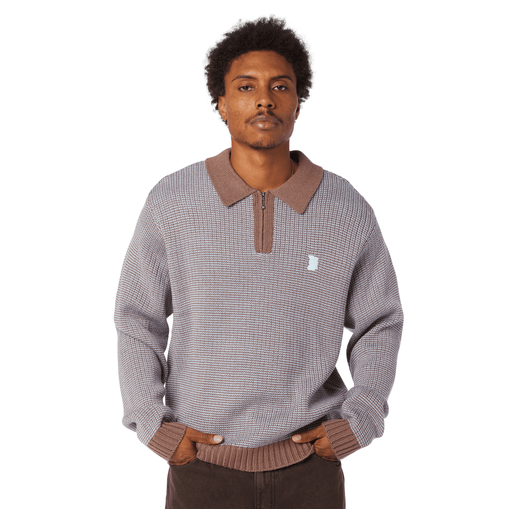 Megablast Two Tone Waffle Sweater | Washed Blue Moss view 2